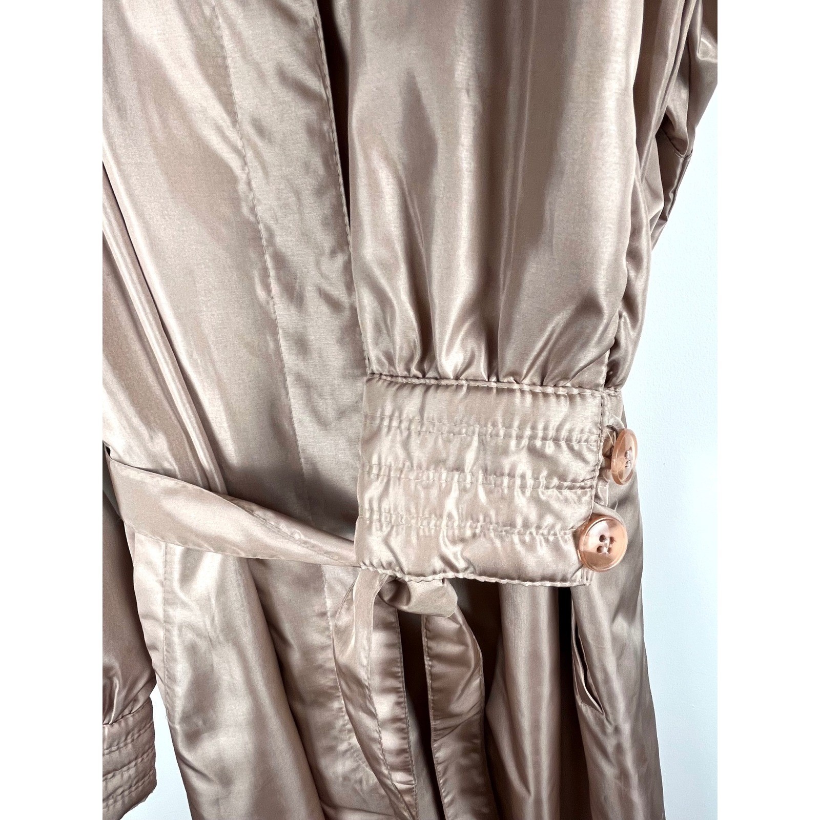 Vintage Foxland by Larson Taupe Belted Trench Coat Puff Sleeve Long Coat