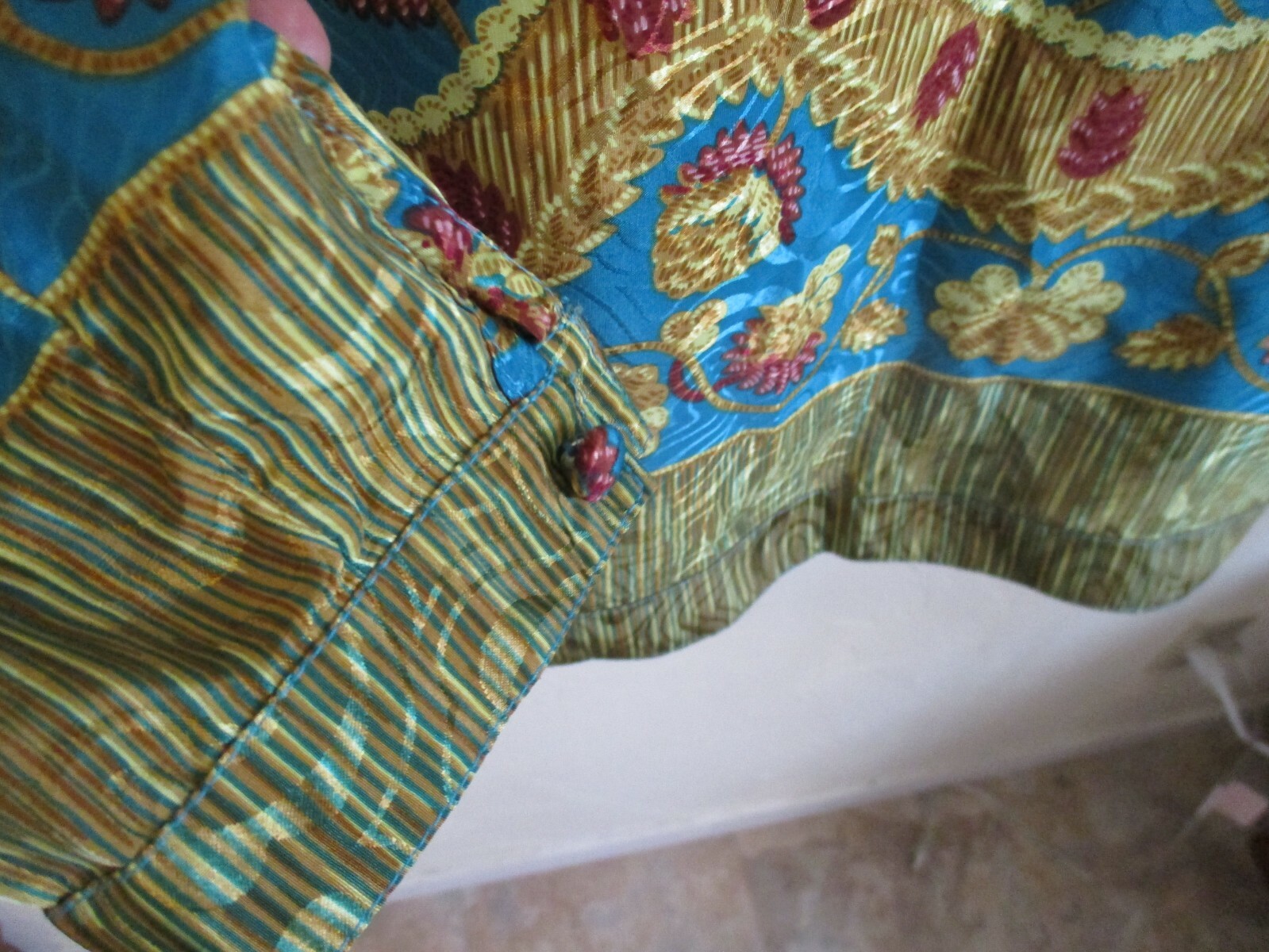 VTG 90’s Anastasia Top Size 14 Collarless Floral Jacquard Print Pullover Blouse