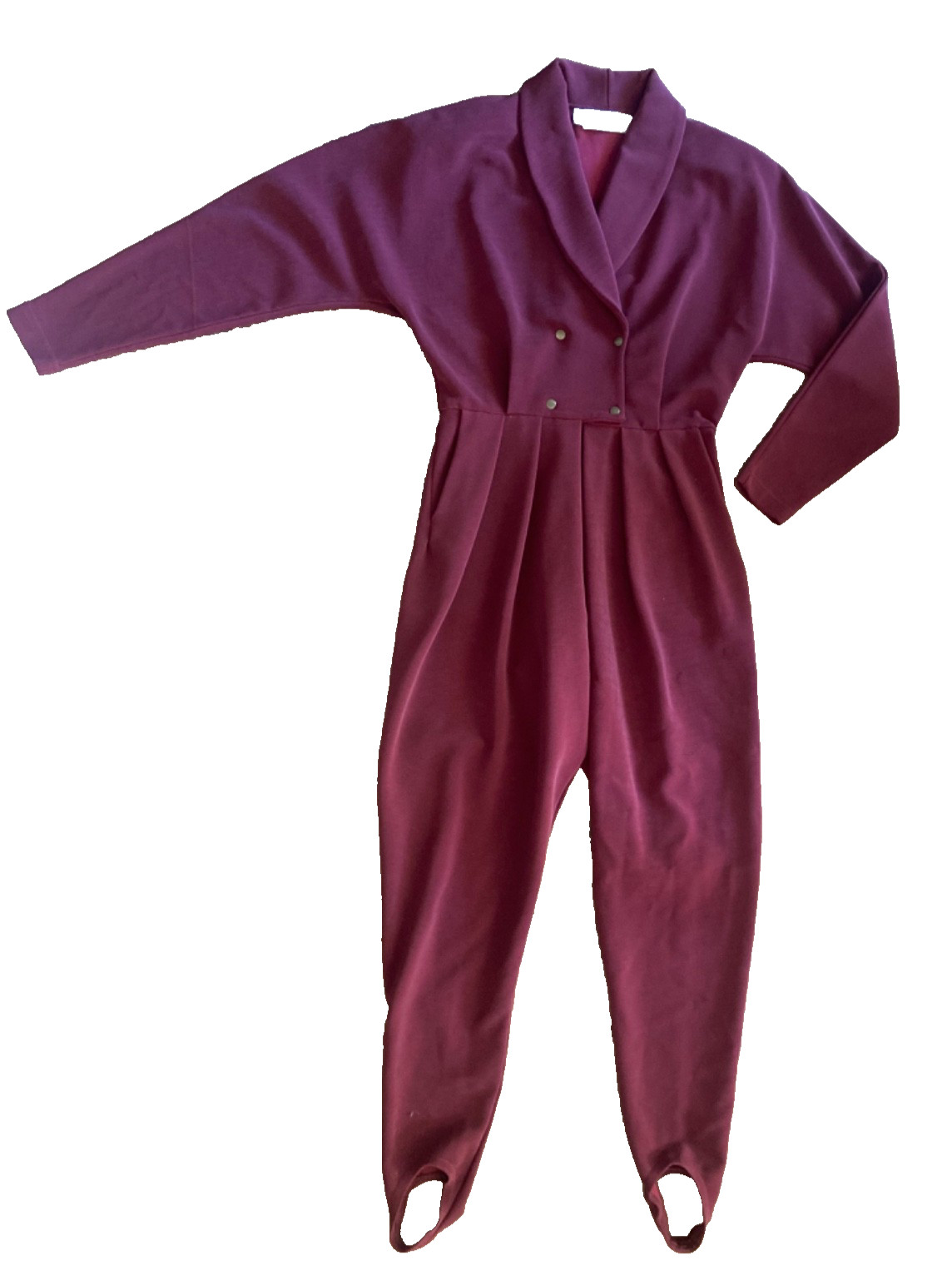 Vintage 80s Tape Measure Dolman Sleeve Stirrup Jumpsuit Sz. S NYC made USA