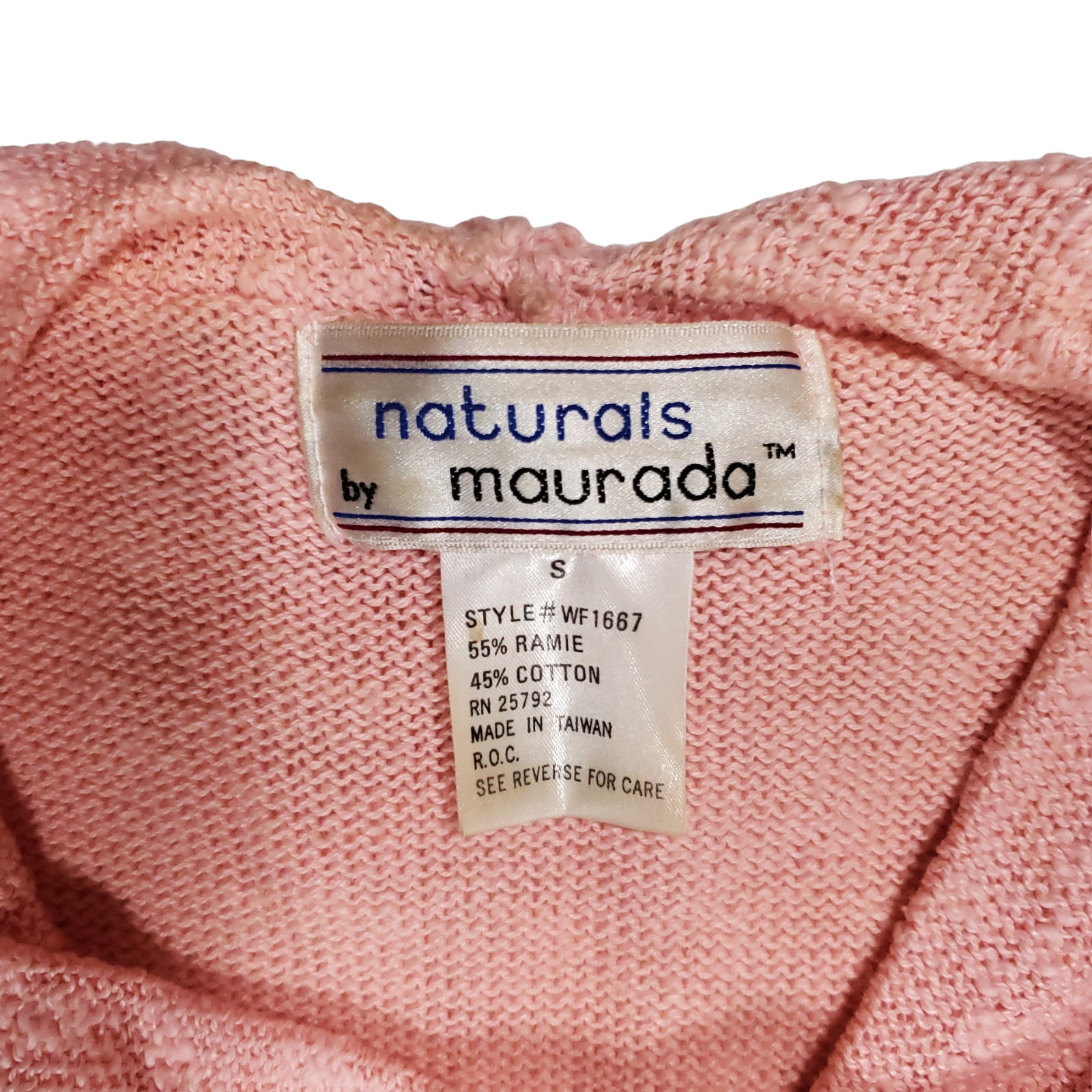 VTG 80s Naturals by Maurada S/S Knit Sweater Top Womens S Pink Fringe Barbie