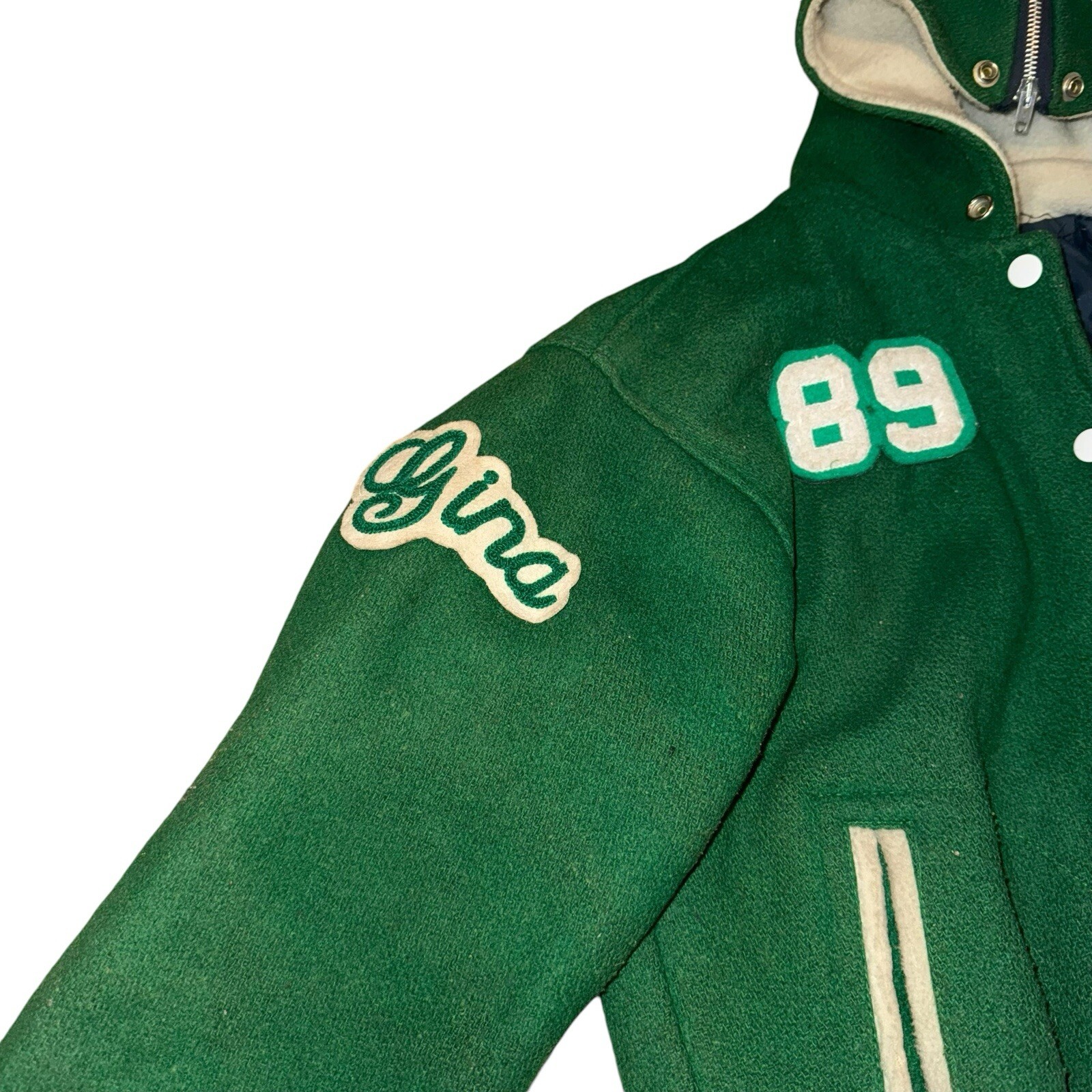 Vintage Fordham Cheerleading Gina Varsity Jacket Womens 36 Green Wool Chenille
