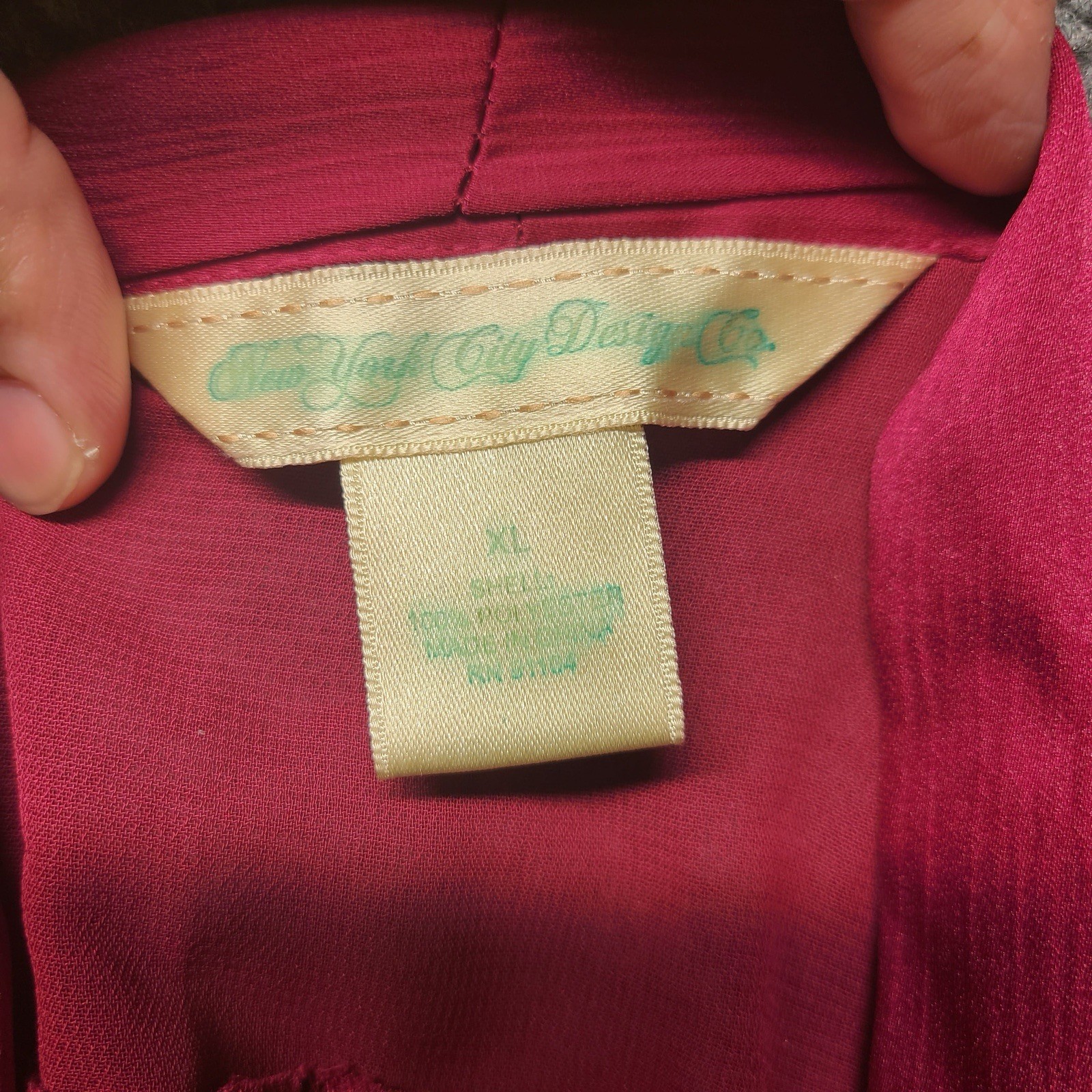 VTG New York City Design Co. Pink Silk Shirt Button Up Blouse Long Sleeve Sz XL