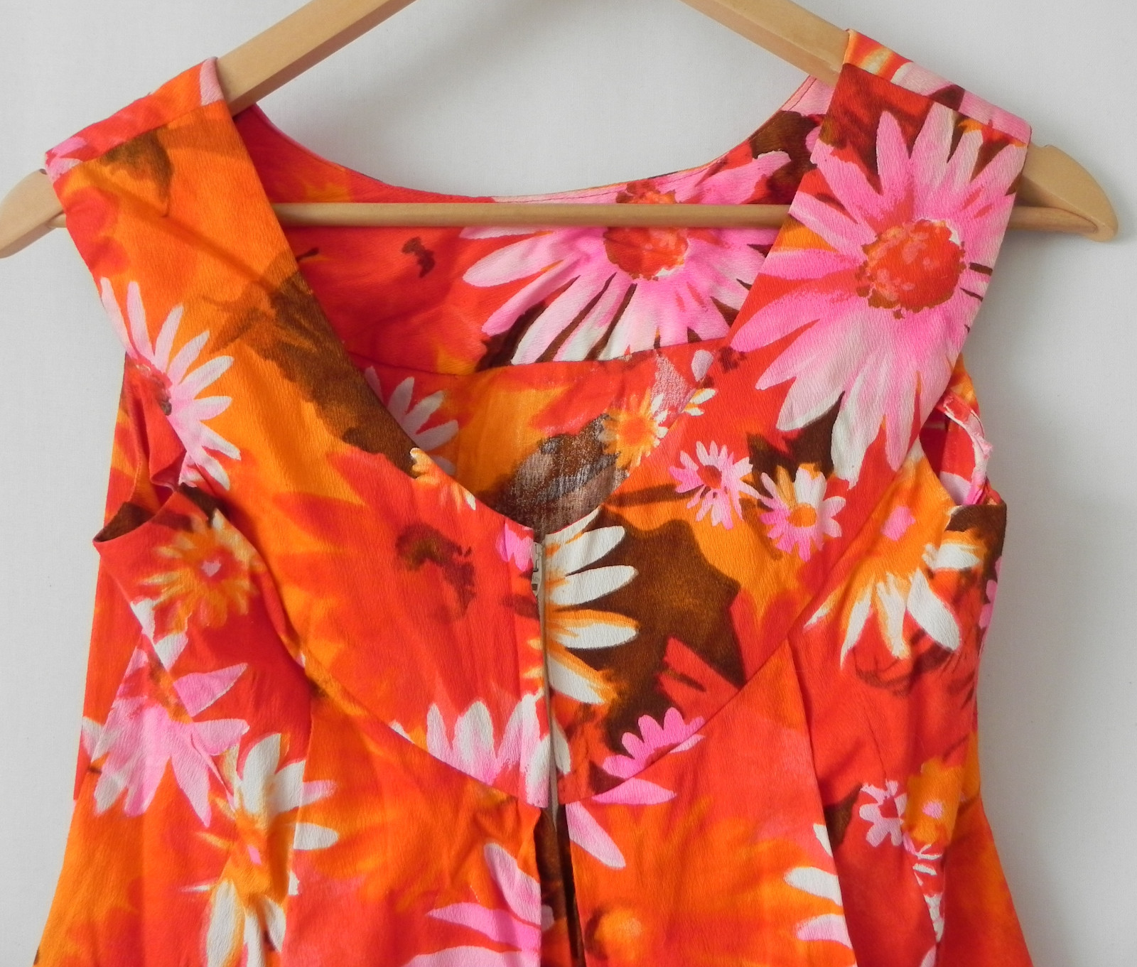 Vtg Sample Shop Waikiki Hawaii Maxi Dress Vibrant Color Floral Flared Size S