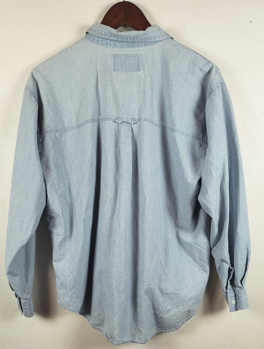 Vintage PS Gitano Unisex Denim Button Down Oversized 90s Y2K Chambray Shirt Sz M