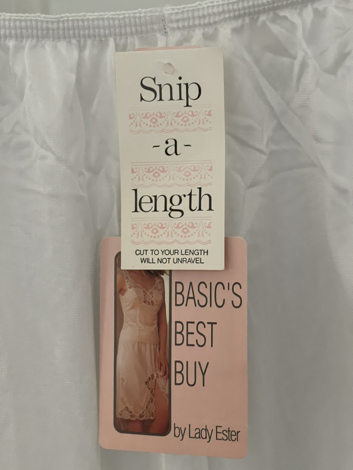 Large White Sliperfection Half Slip LADY ESTER SNIP TO YOUR LENGTH Sz:30/32 NWT