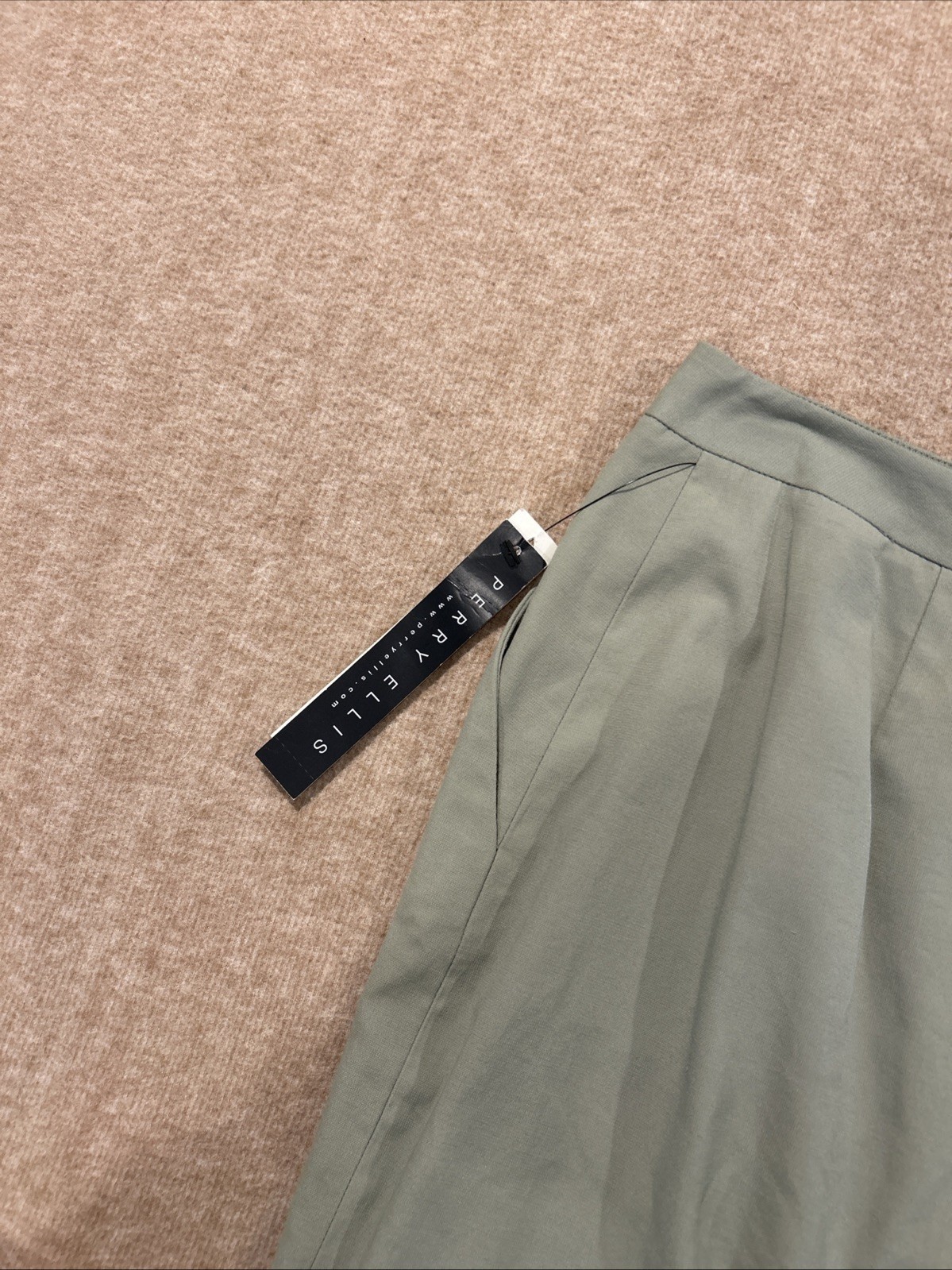 NWT Perry Ellis Long Business Skirt Size 14 Light Green A-Line