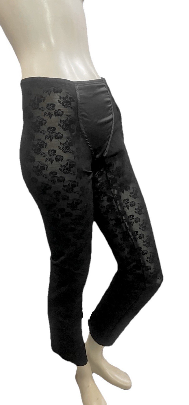 Vintage DOLCE & GABBANA F/W 1996 Stretch Girdle Black Floral Crop Pant Sz 42