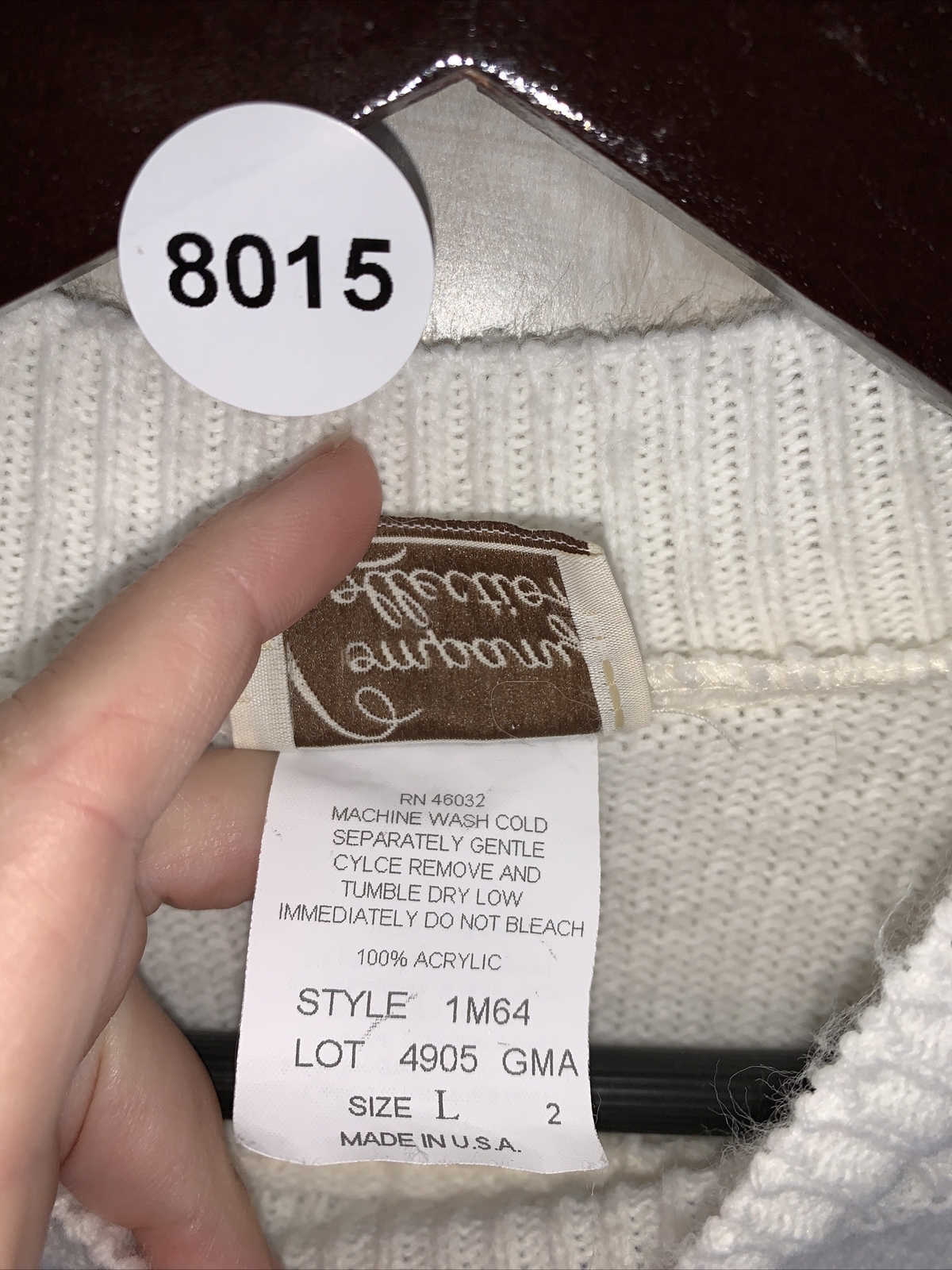 Vintage 1980-90s Company Collection Womens Ivory Knit Grandma Style Sweater -L-