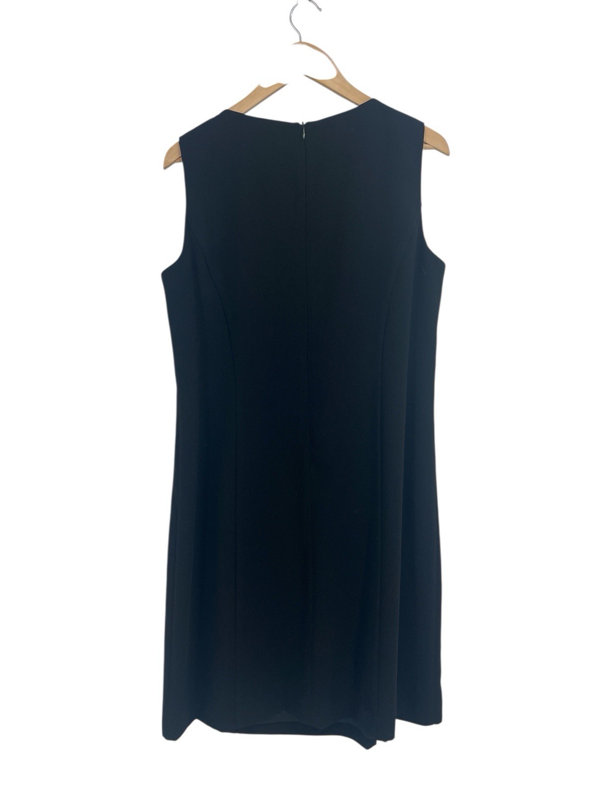 Vintage 90s Donna Ricco Black Shift Dress Rhinestone Buckle Detail Size 14 LBD