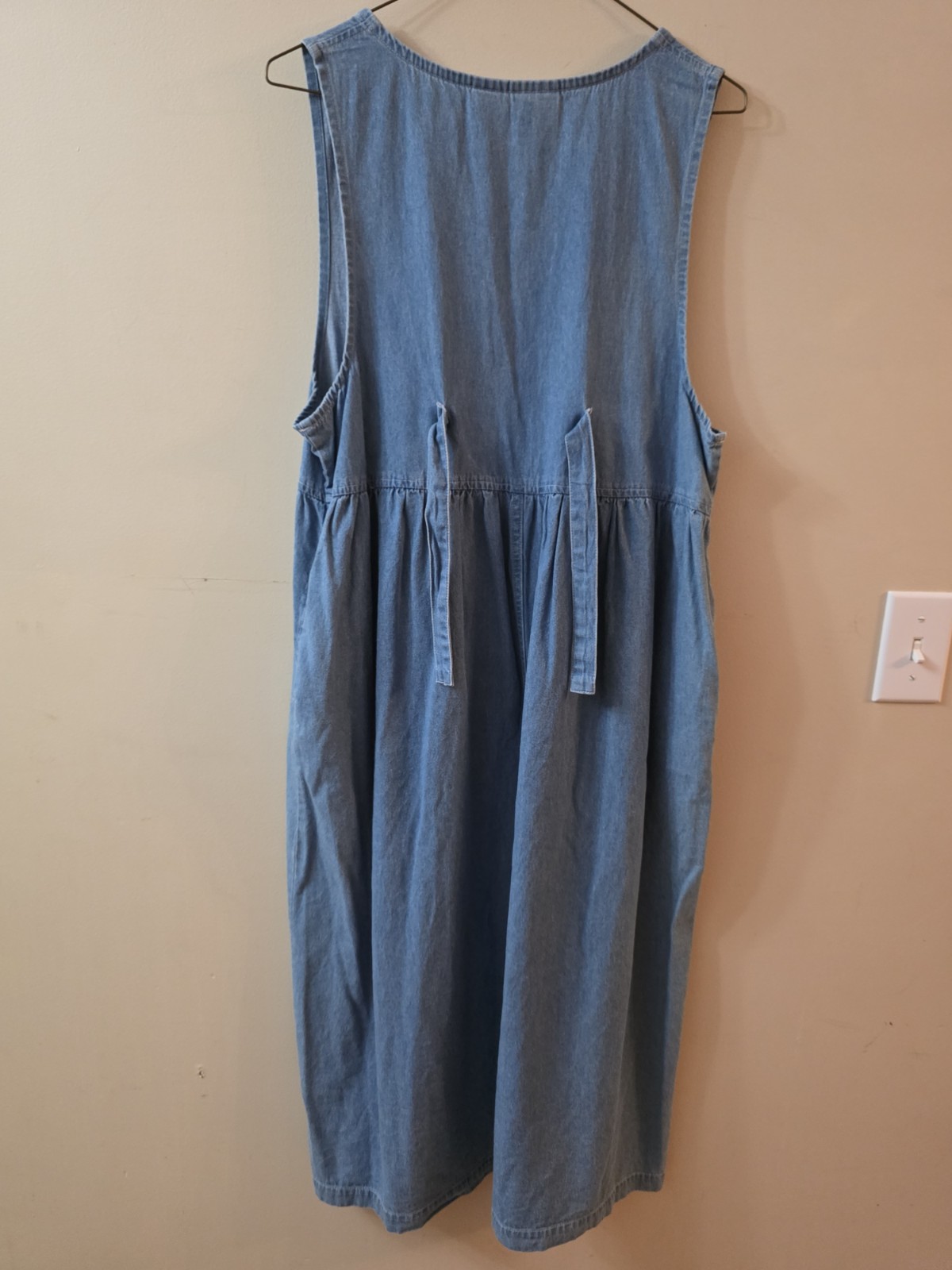 Vintage 90s Denim Capacity Overalls Cottage Boho Jumper Jean Dress Petite Medium
