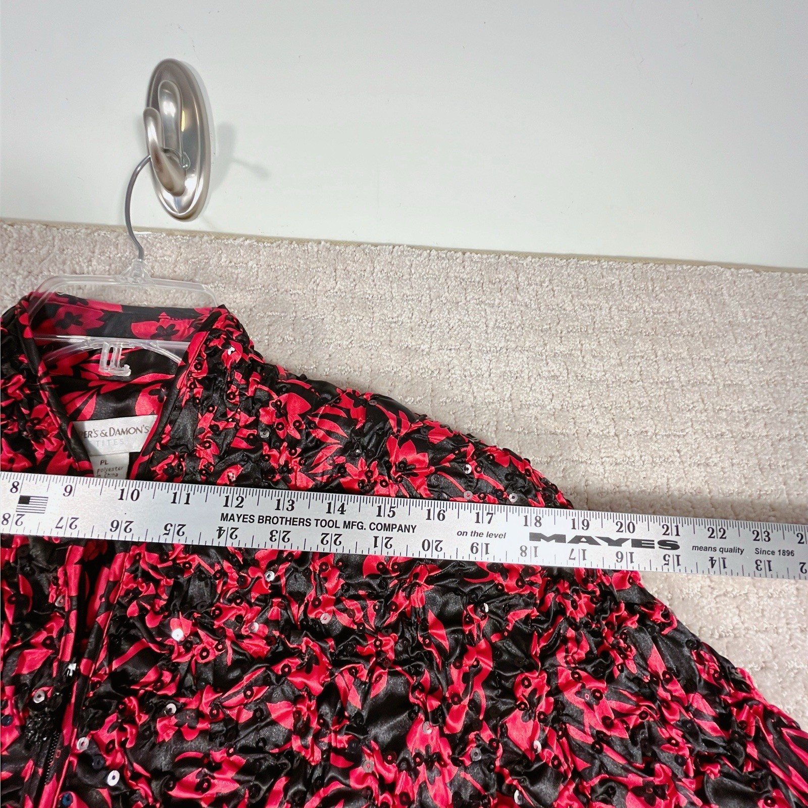 Vintage Draper’s & Damon’s Petites Jacket Women’s PL Black Red Sequined Ruched