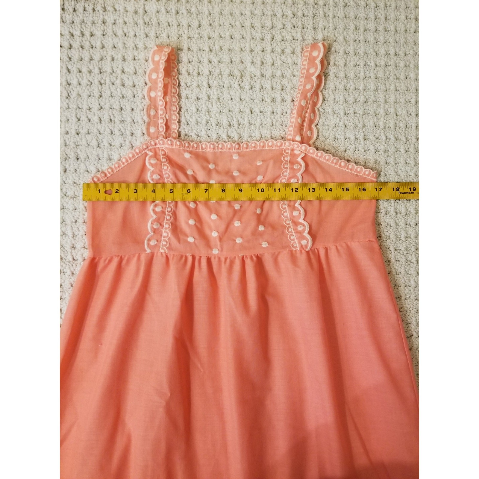 70’s Vintage Peach and White Maxi Embroidered Sundress
