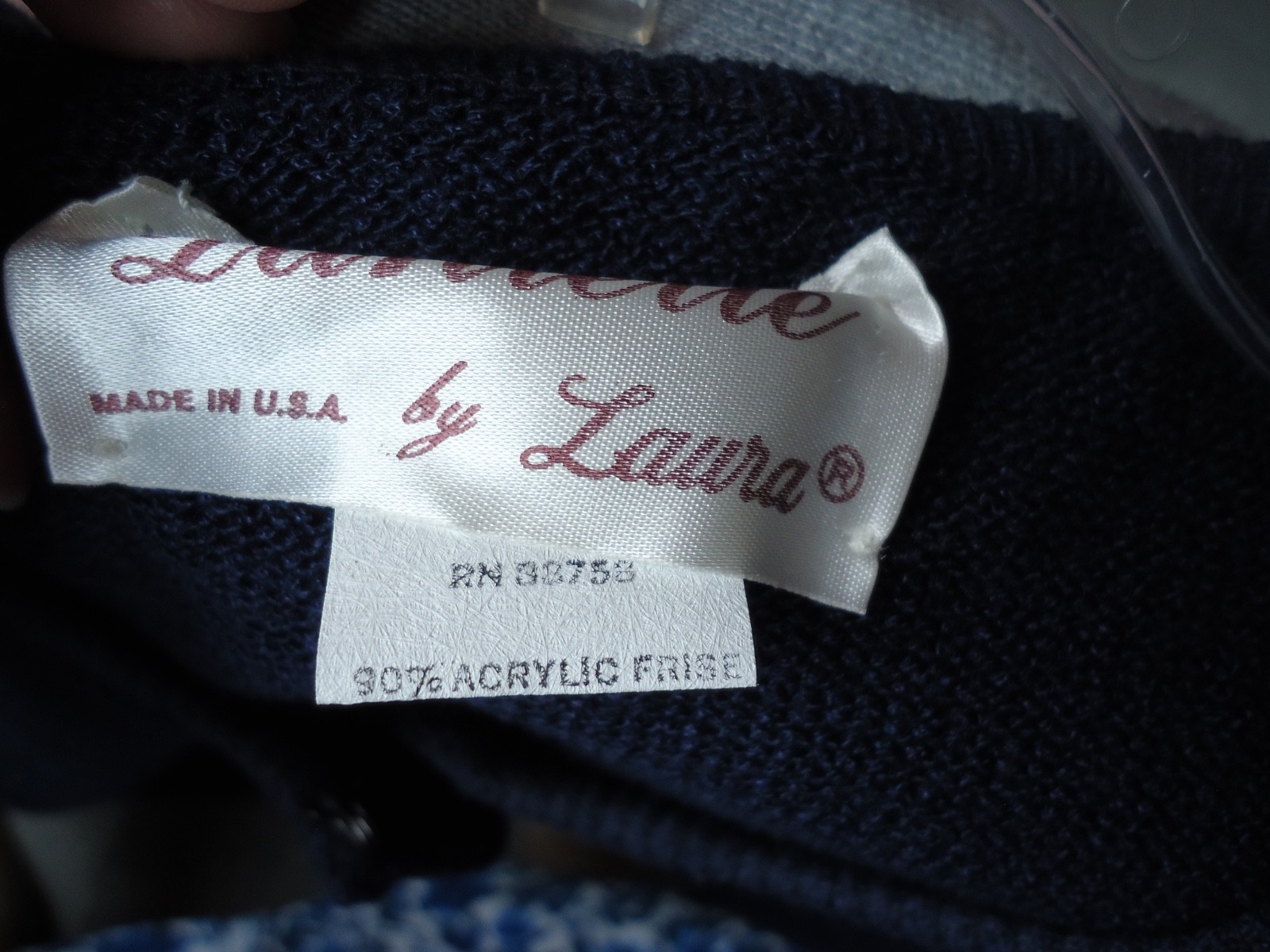 Vtg-80s Danielle by Laura Navy Blue Ladies Acrylic Nylon Cardigan Jacket-3X