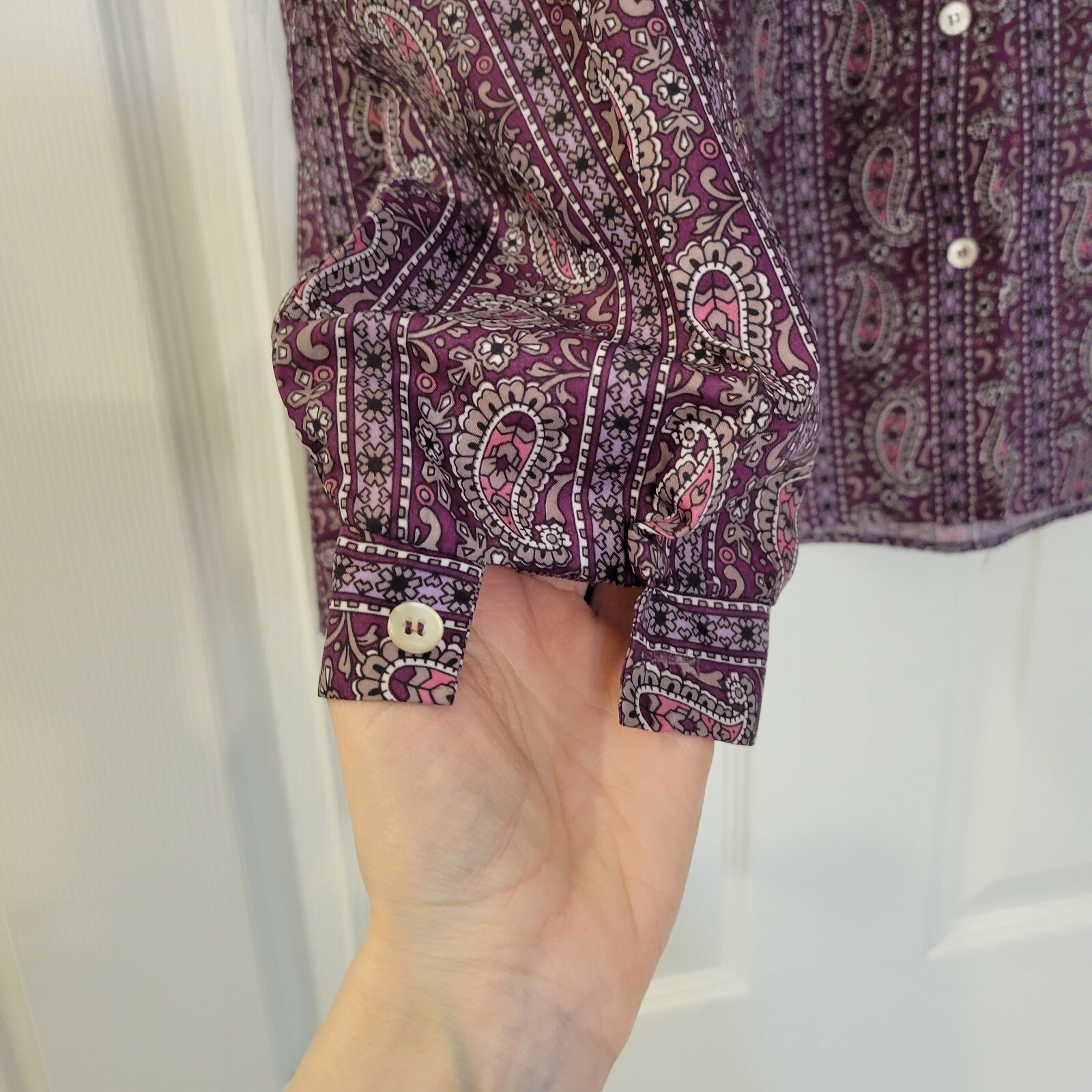 Vintage 70s Cape Cod Match Mates Floral Purple Print Blouse, Size 16