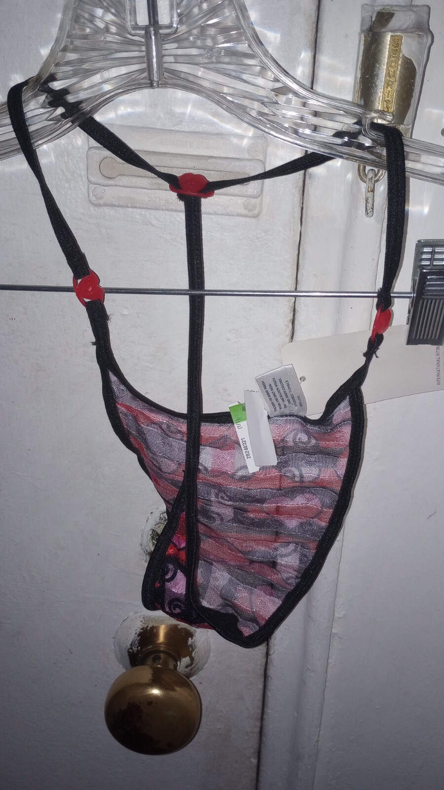 VTG Rene Rofe thong V String panty Multi colored hearts new w/ tags Valentines!