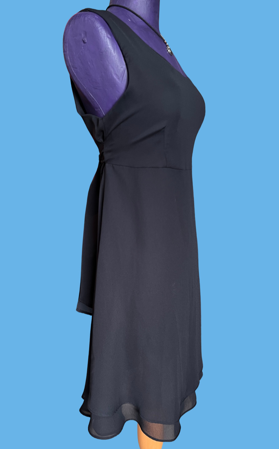 Vintage 1990s LA BELLE Black Chiffon Goth Sundress 7 Witchy Vampy Dark Fairy Alt