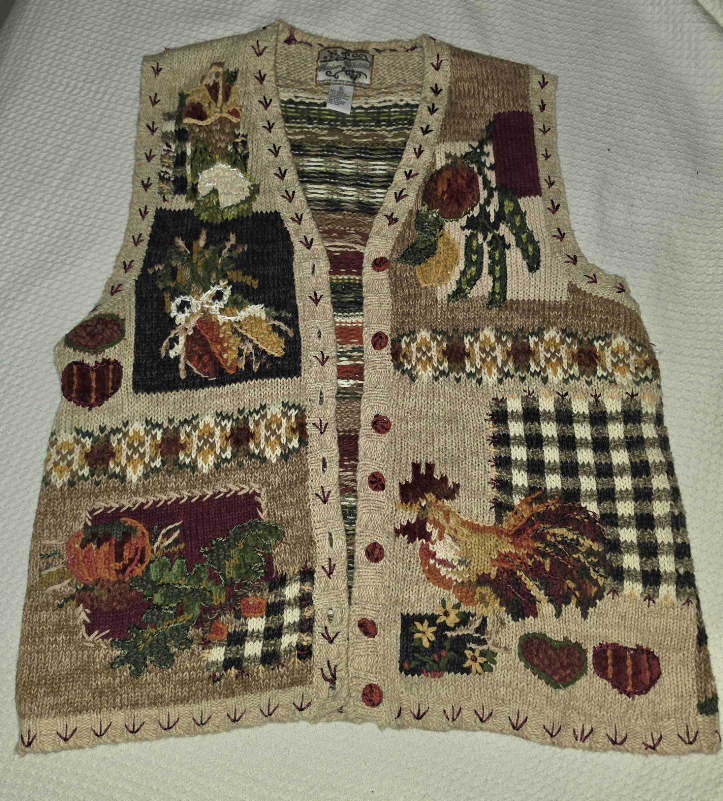 Vintage 2004 XL Fall Sweater Vest By Heirloom Collectibles Blended Cotton