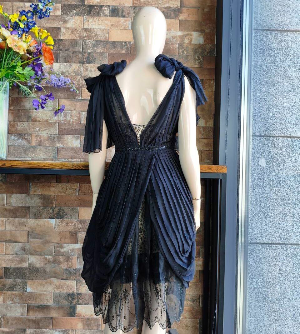 Vintage Silk Layered Evening Dress on Leopard Base Collection 2008 Size 1