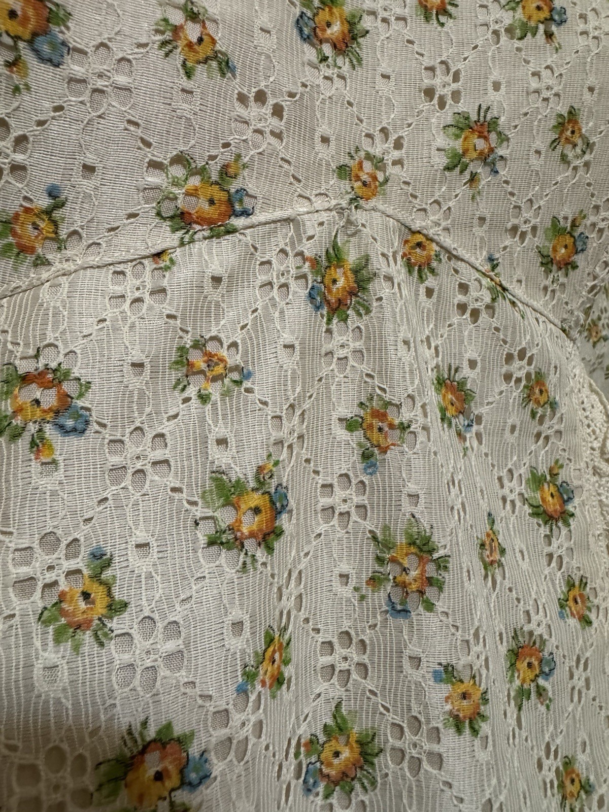 FABULOUS VTG Homemade Dress Floral Lace Cottage Core Prairie SMALL High Waist