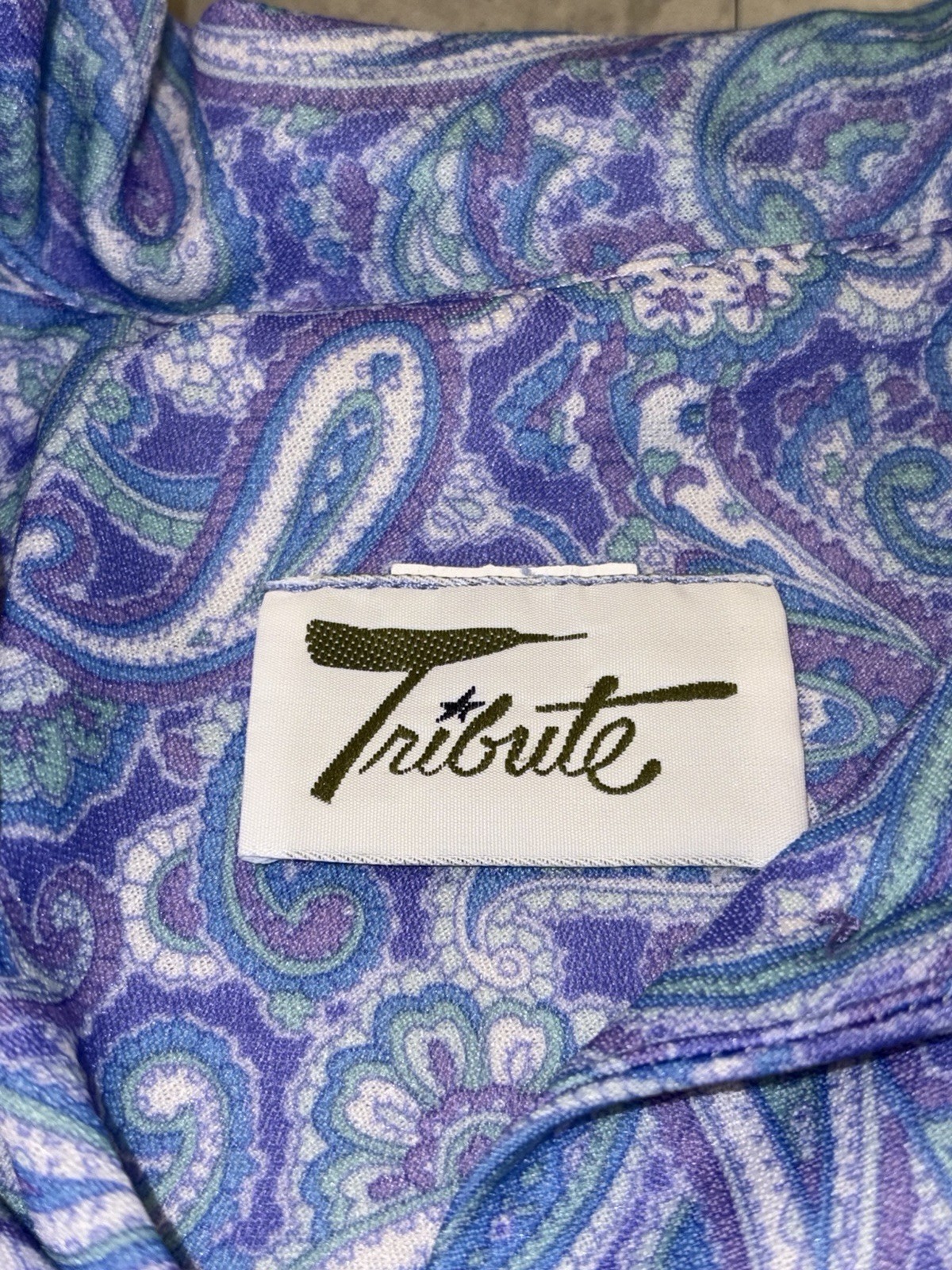 Vintage 70s Tribute Mod Paisley Purple Dress XL 16/18 #0250 PLEASE READ
