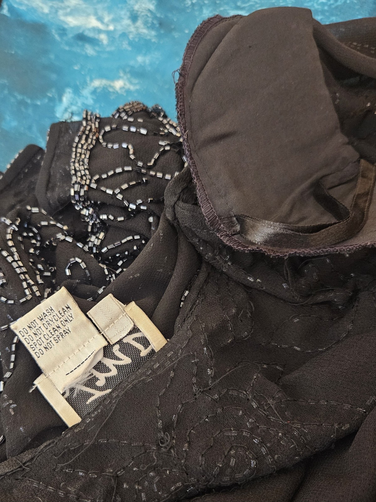 Vintage 80s/90s New York Women’s Sheer Beaded Black Cardigan 1x Eveningwear