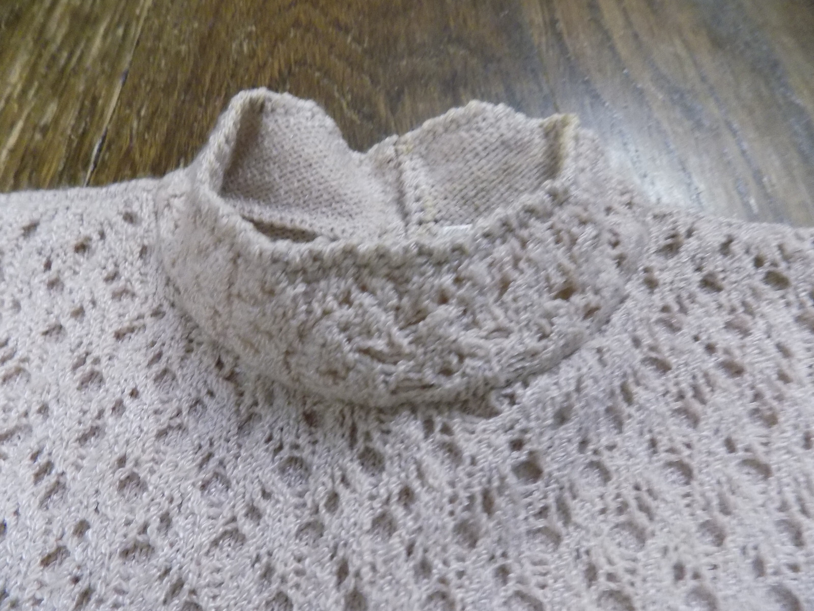 Vtg Dana Hogan Crochet Knit 2 pc Set Mock neck Sweater & 24″ W Skirt Lilac FAB!
