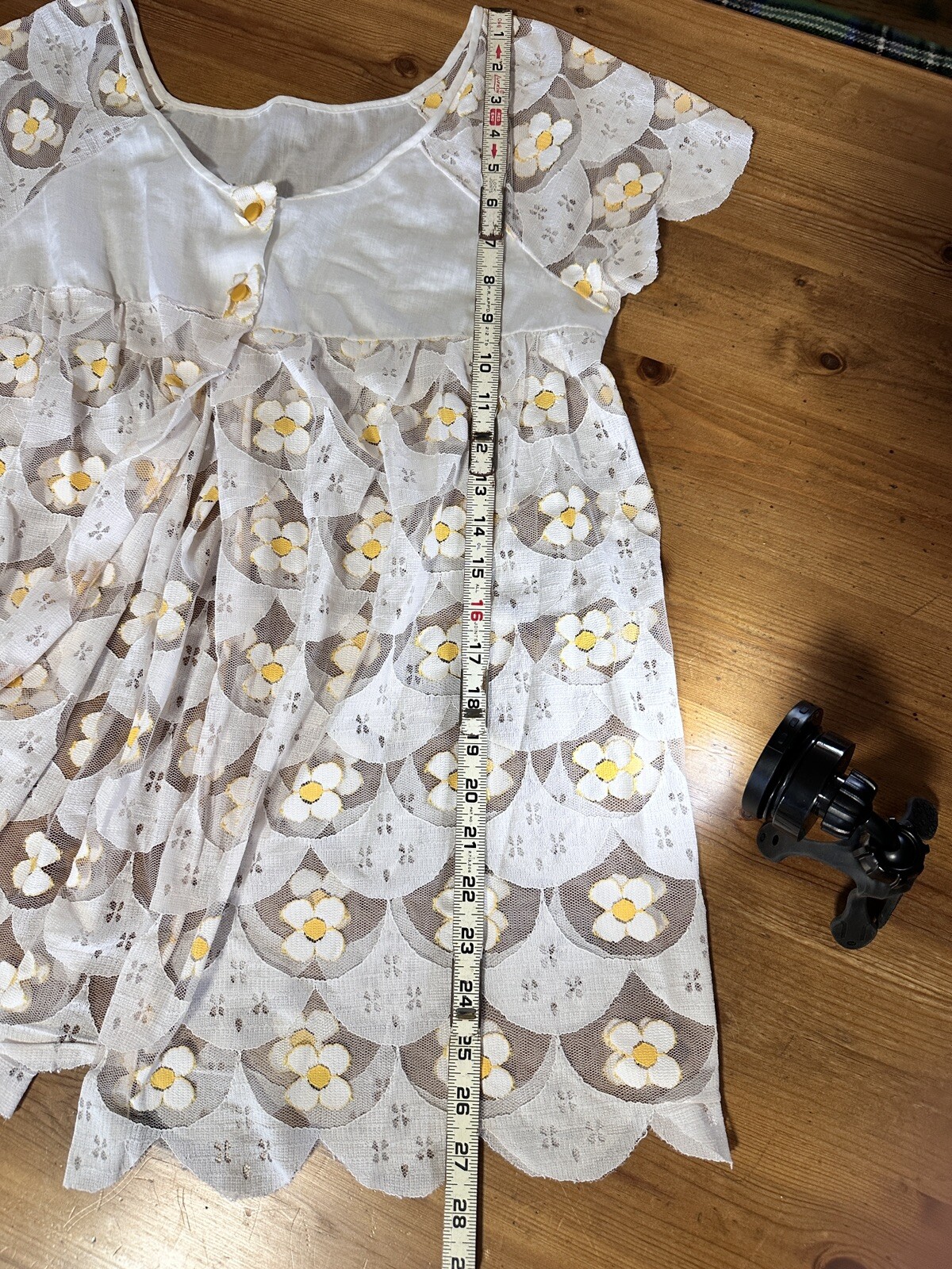 Vtg 60s Lingerie Sheer Lace Babydoll Negligee Teddy Shirt Flower Floral White