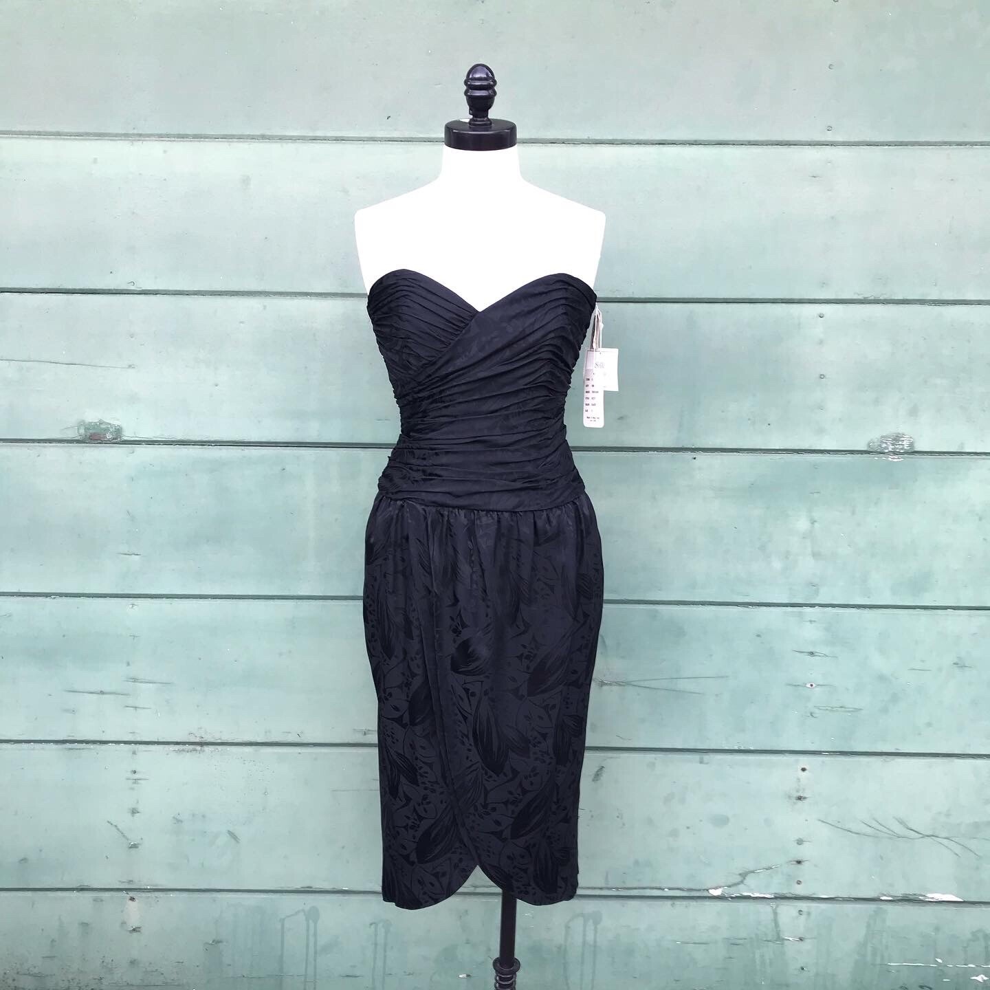 Deadstock NWT 1980’s Vintage 80s 1990’s 90s Black Silk Party Cocktail Dress S M