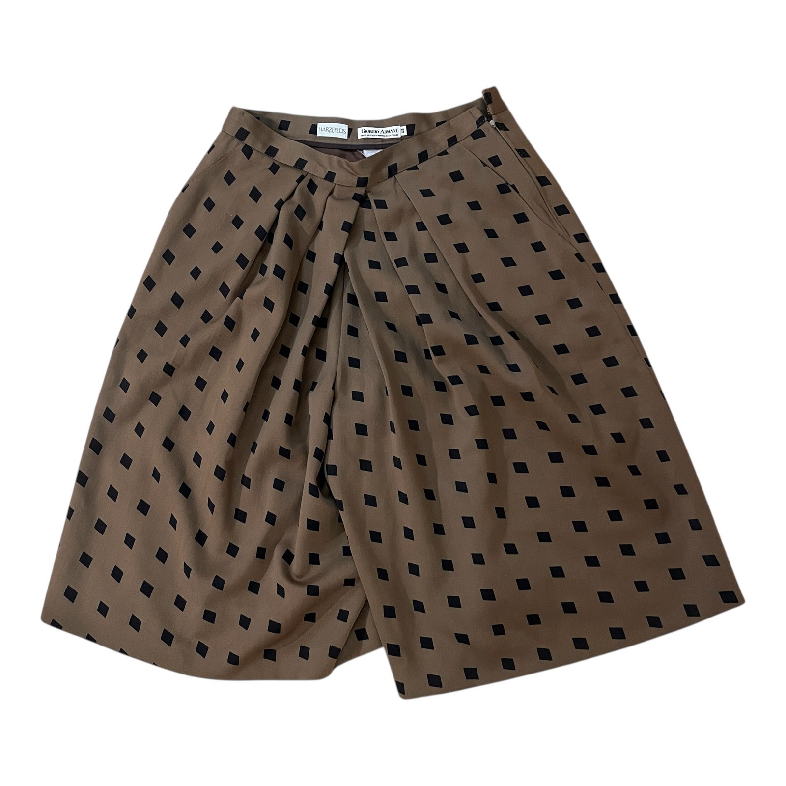 Giorgio Armani Vtg Wool Culottes Diamond Print Wide Leg Shorts IT 48 / Waist 30
