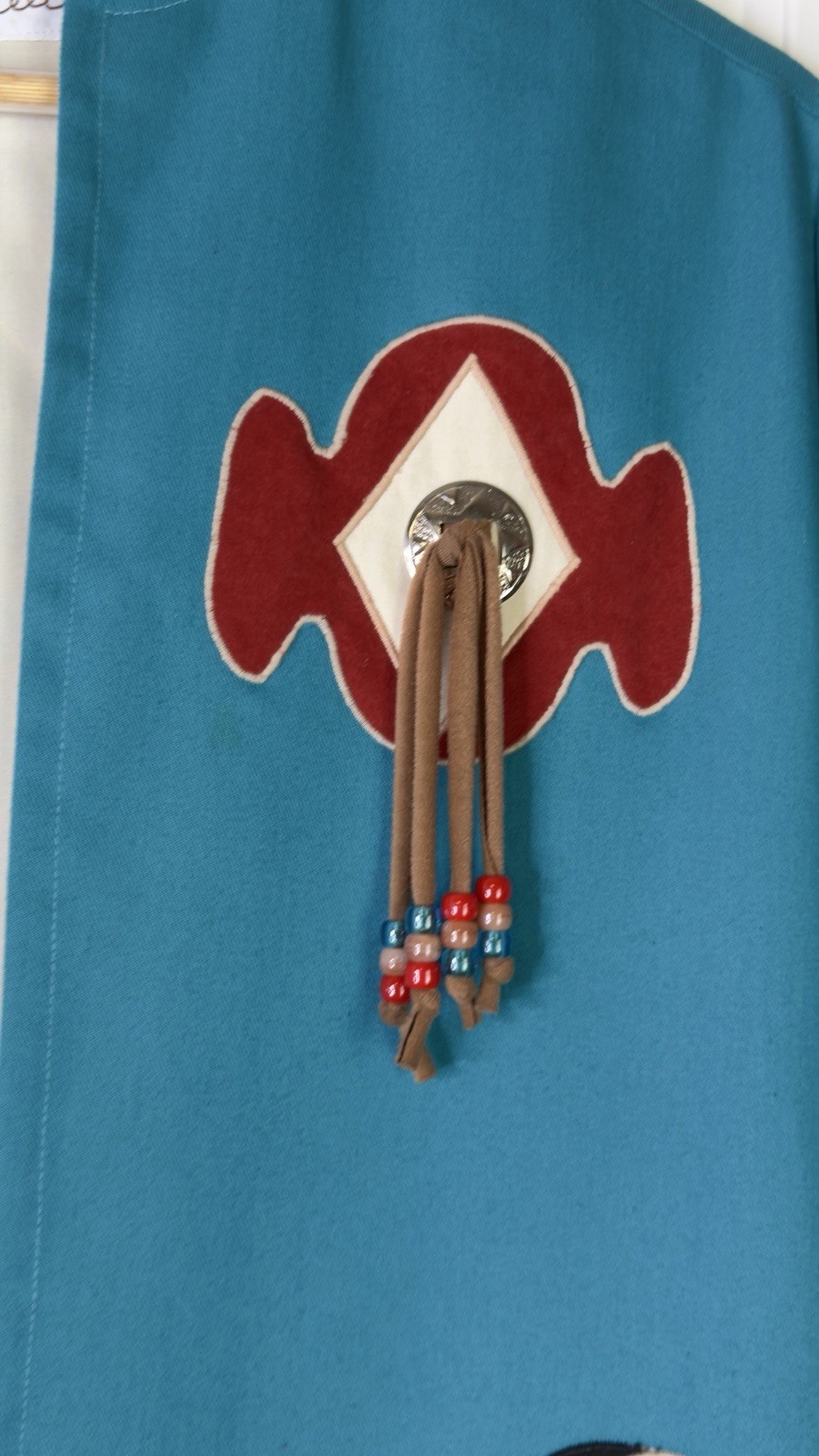 Vintage Handmade Long Duster Coat Native Appliqué Design Beaded Fringe Southwest