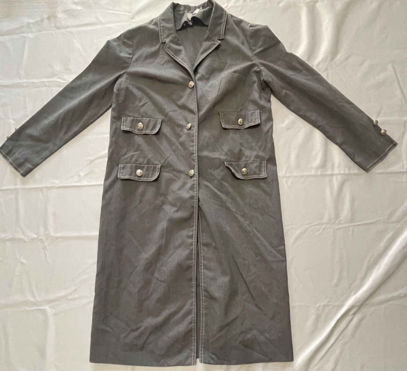 Vintage 60’s 70’s Petti Glen Junior Gray Utility Shirt Dress Sz S
