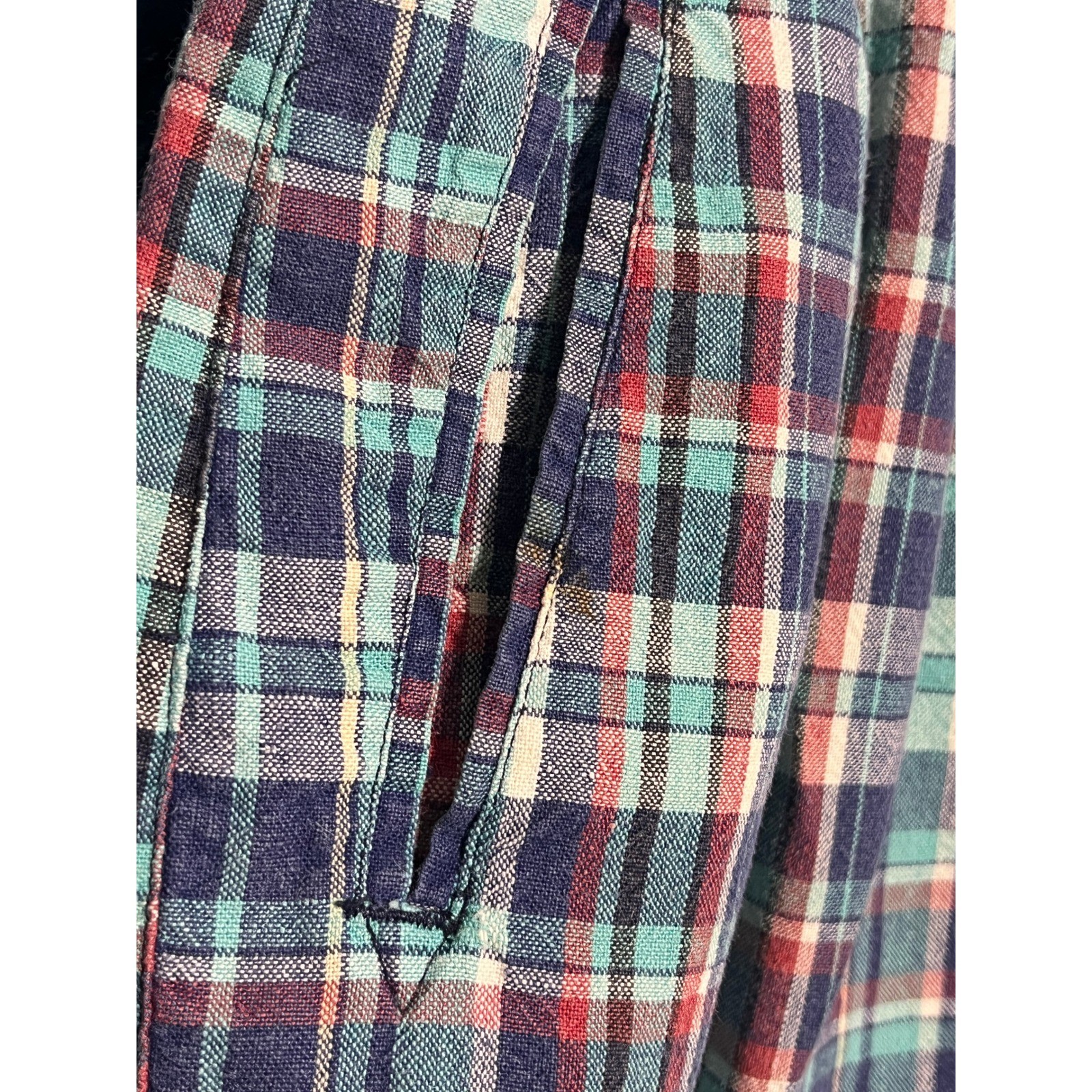 Vintage High Waisted Plaid Pleated Shorts Teal Navy Red Multi Color Check