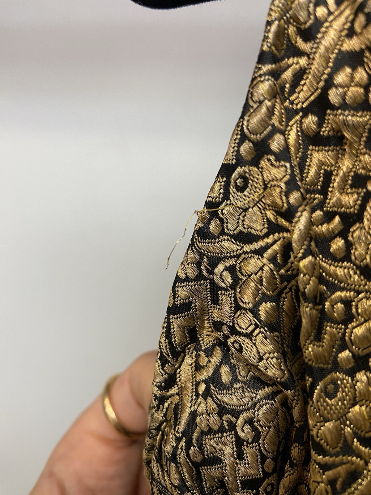 Vintage Indian Silk Dress Lot Costuming Repair Black Gold Lamé Embroidery AS IS