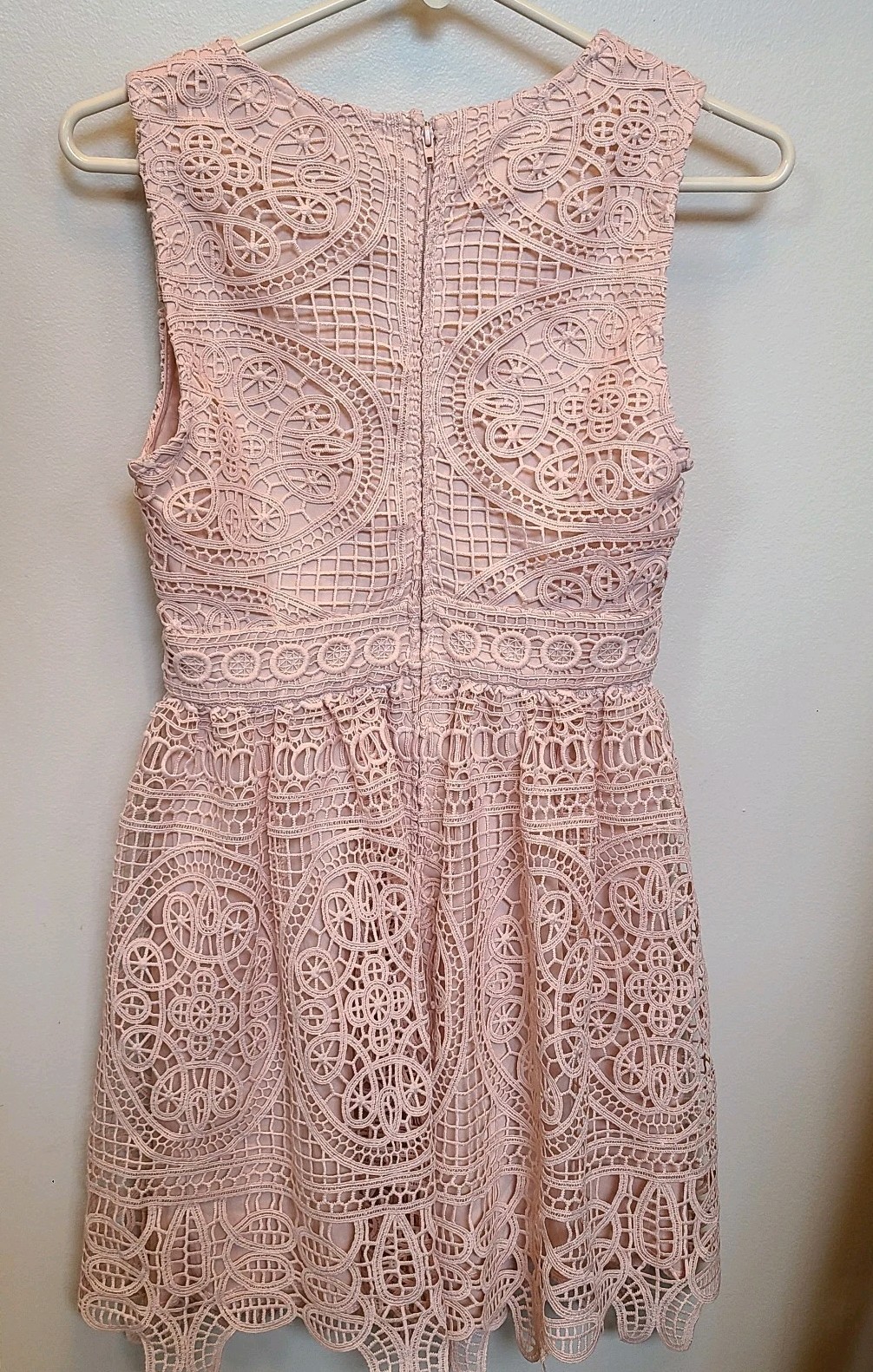 Francescas Miami Lace Overlay Fit & Flare Pink Sleeveless Zip Mini Dress Size S