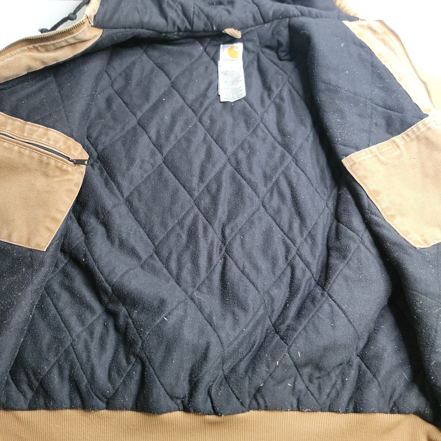 Carhartt For Women Large Tan Brown Hooded Jacket Distressed Worn Vintage Vtg