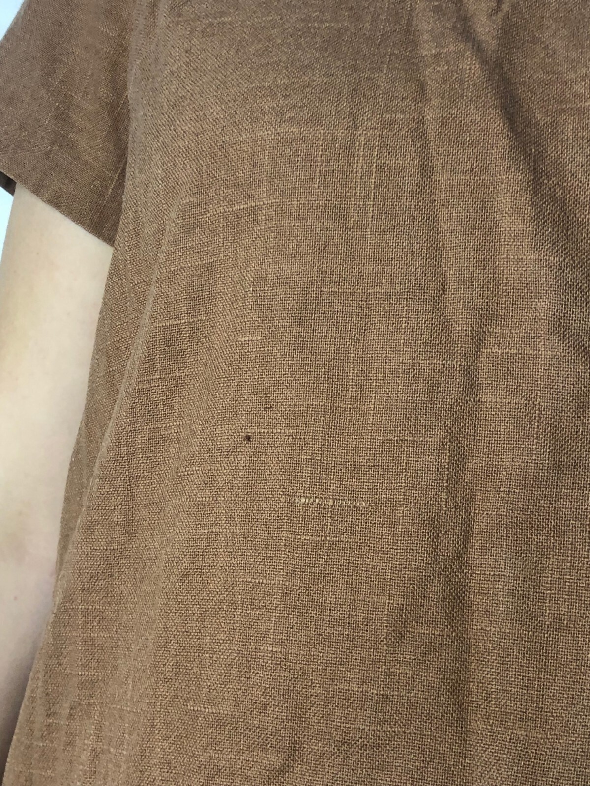Vintage Revelry 1960s Brown Tunic Dress Linen with Embroidery AU 14