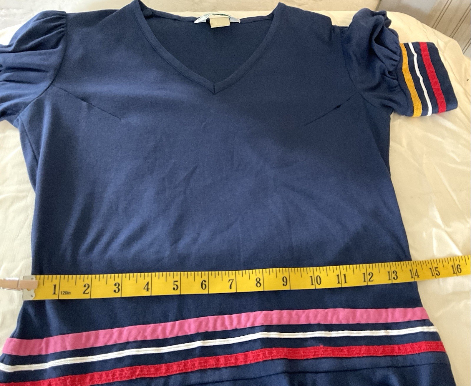 Vintage Sears Jr Bazaar Navy Blue Mod GoGo Sailor Dress Drop Waist Circa 1970’s