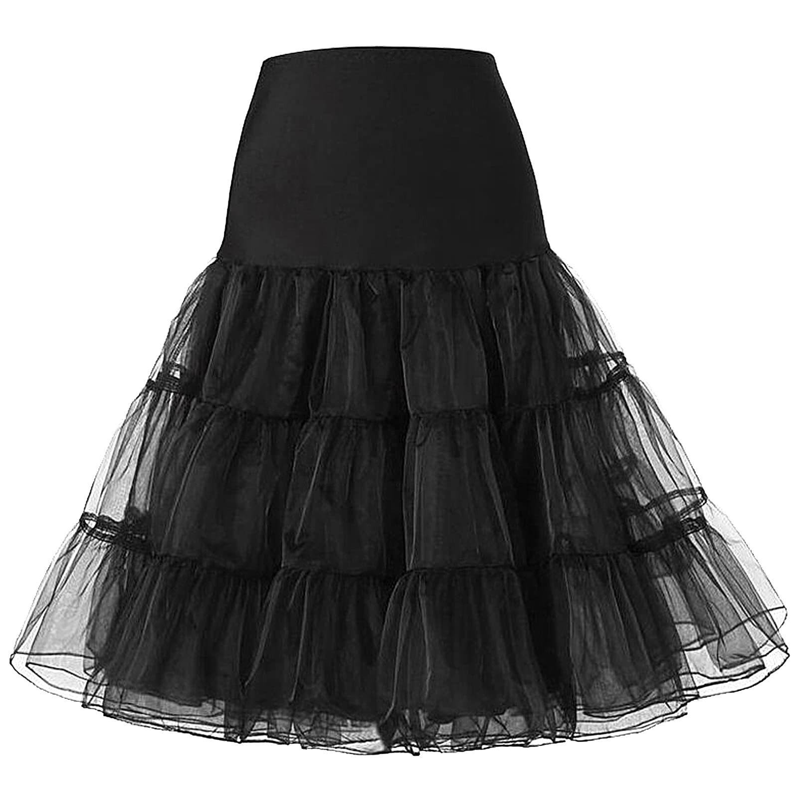 Women 1950s Petticoat Skirt Tutu Crinoline Vintage Petticoat Underskirt Black M