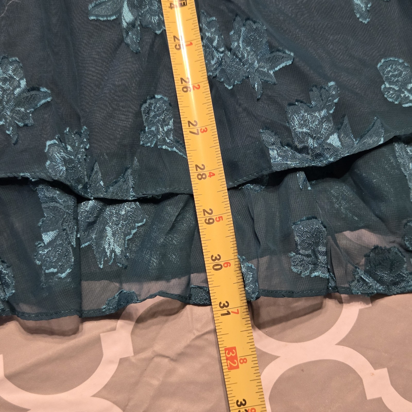 579 Vintage Juniors Green Floral Tiered Chiffon Mini Holiday Dress Size 1