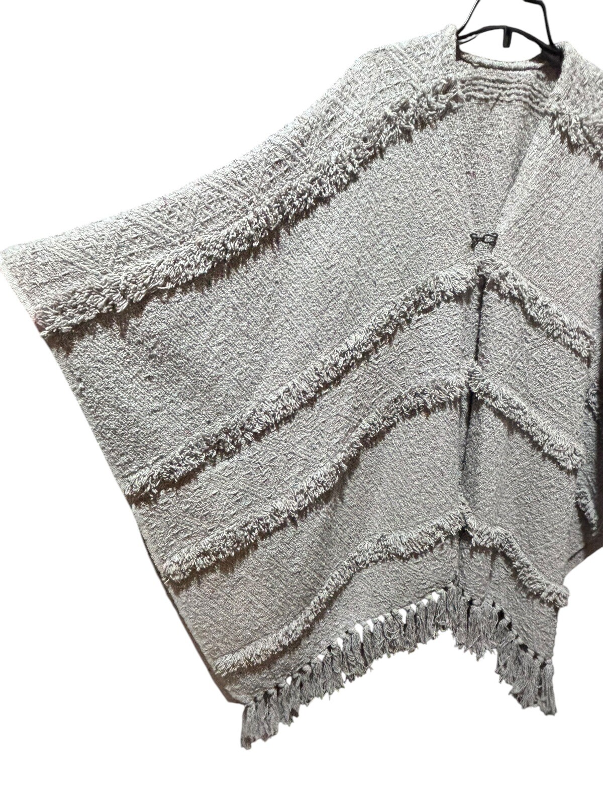VTG Handmade Heavy Grey Poncho Unisex L Boho EUC