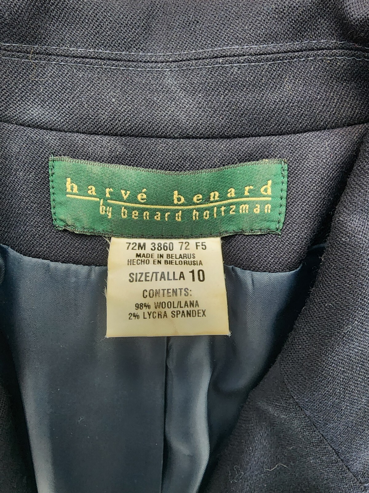 Vintage Harvé Bernard Navy Blue Wool Blazer – Size 10 – Classic And Elegant
