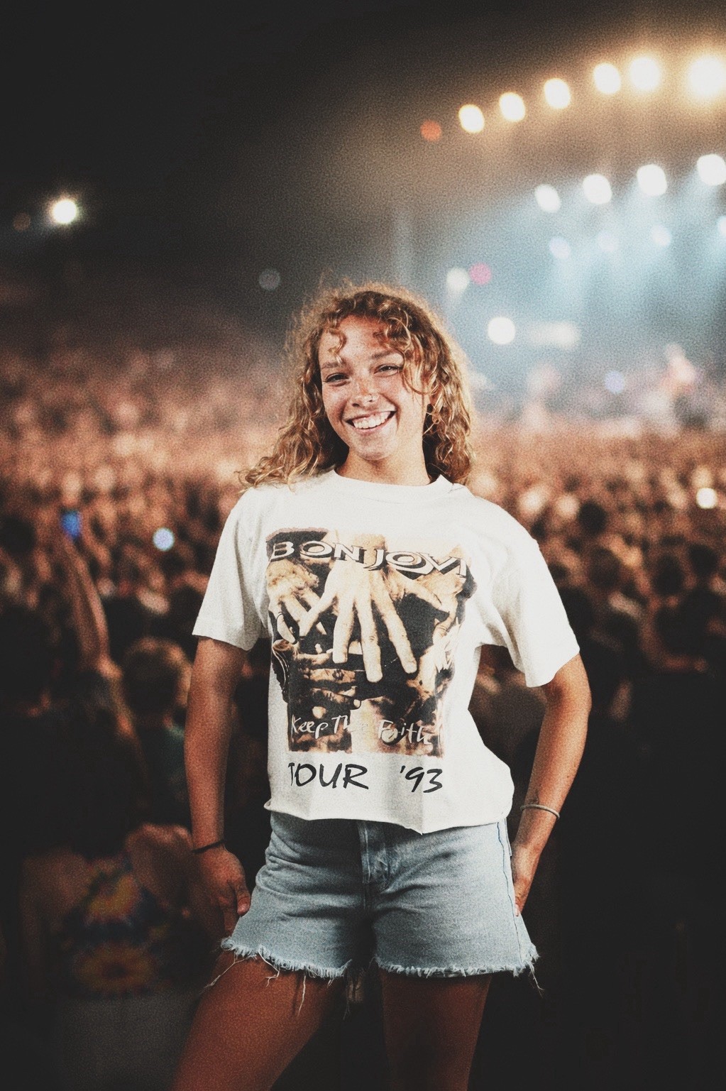 Bon Jovi t shirt Vintage LARGE 1993 Concert Tour Tee Keep the Faith 90s