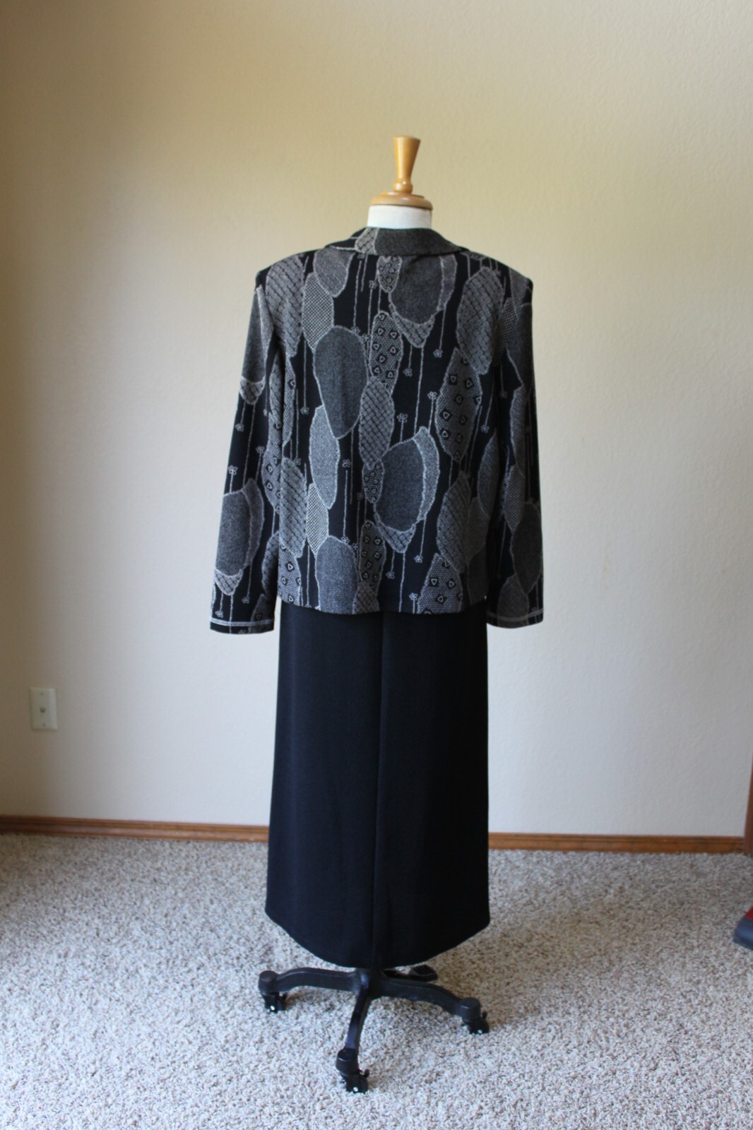 Leslie Belle Vintage 90’s Black Long Sleeveless Dress Jacket OUtfit Set 16P