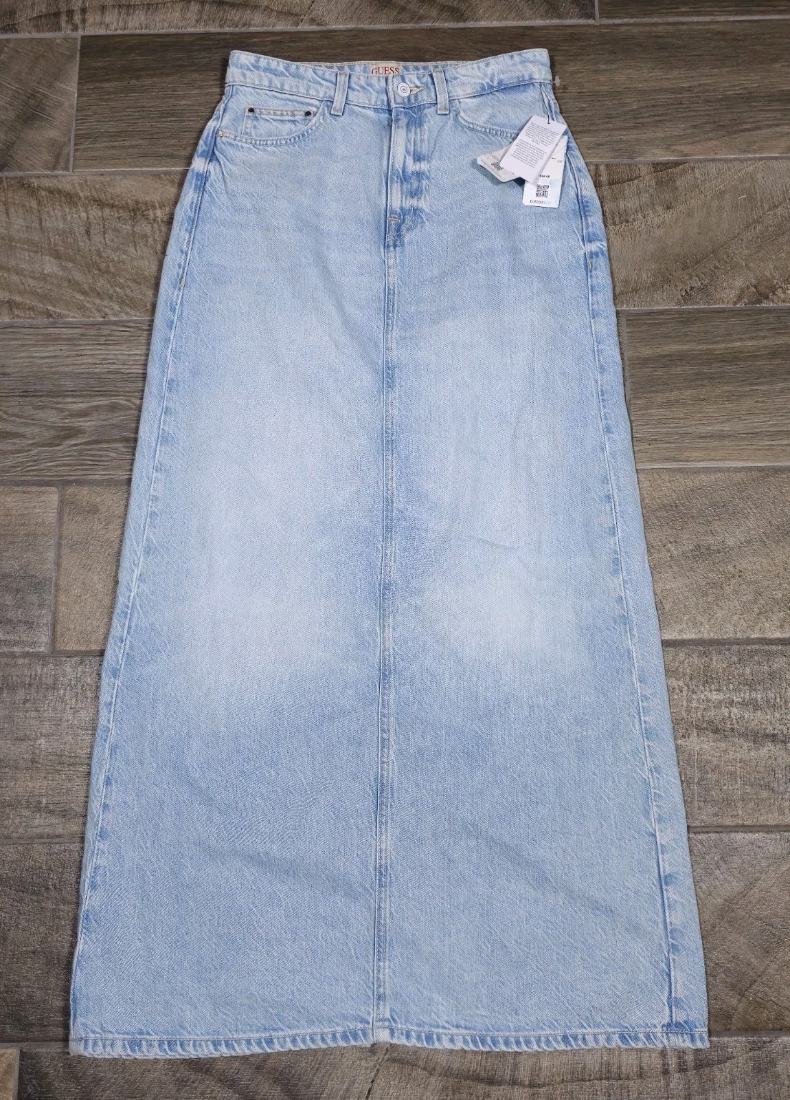 Guess Midi Maxi Long Modest Denim Skirt Back Slit Western Woman Sz 29 MSRP $98