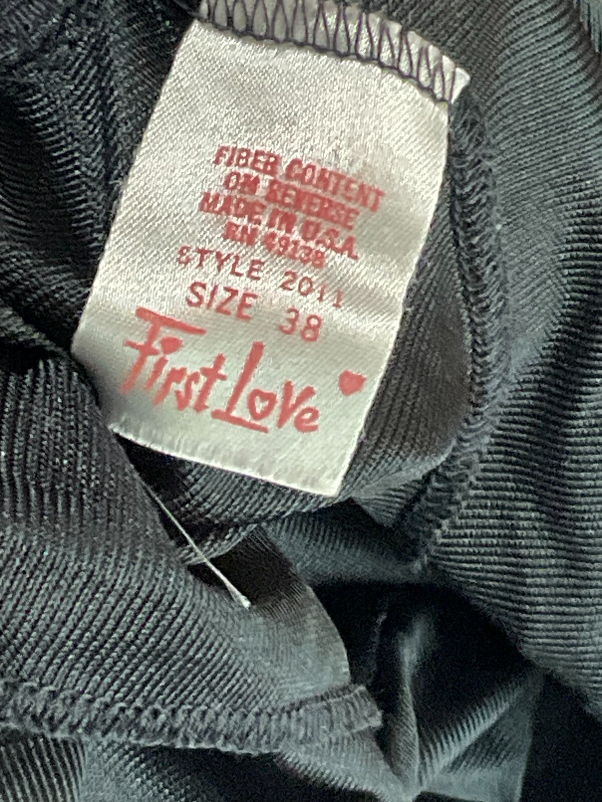 Vintage Ink Black w/Lace Trim Full Slip by First Love Made in the USA Size 38