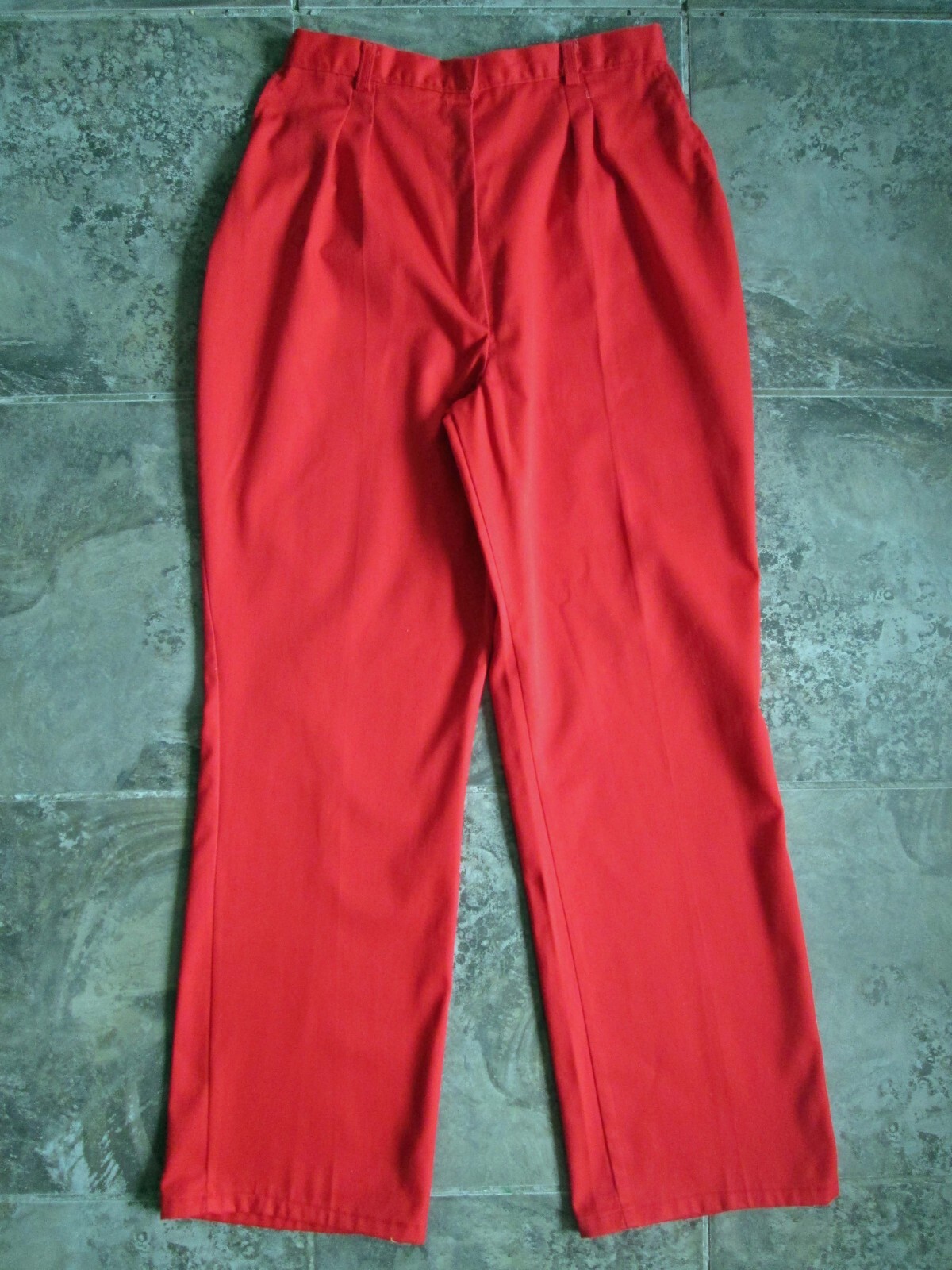 Vintage Original Mom Pants 26×28 Red Orange Pleated Tapered Leg Cotton Handmade