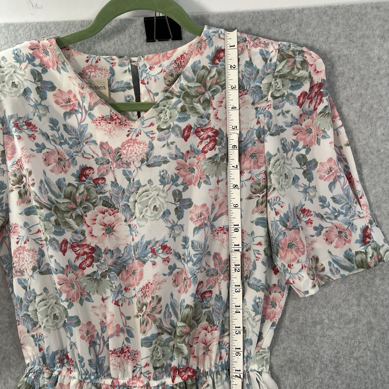 Vintage 80s Pellini Petites by Von Bramlett dress Pink floral 7/8P cottage
