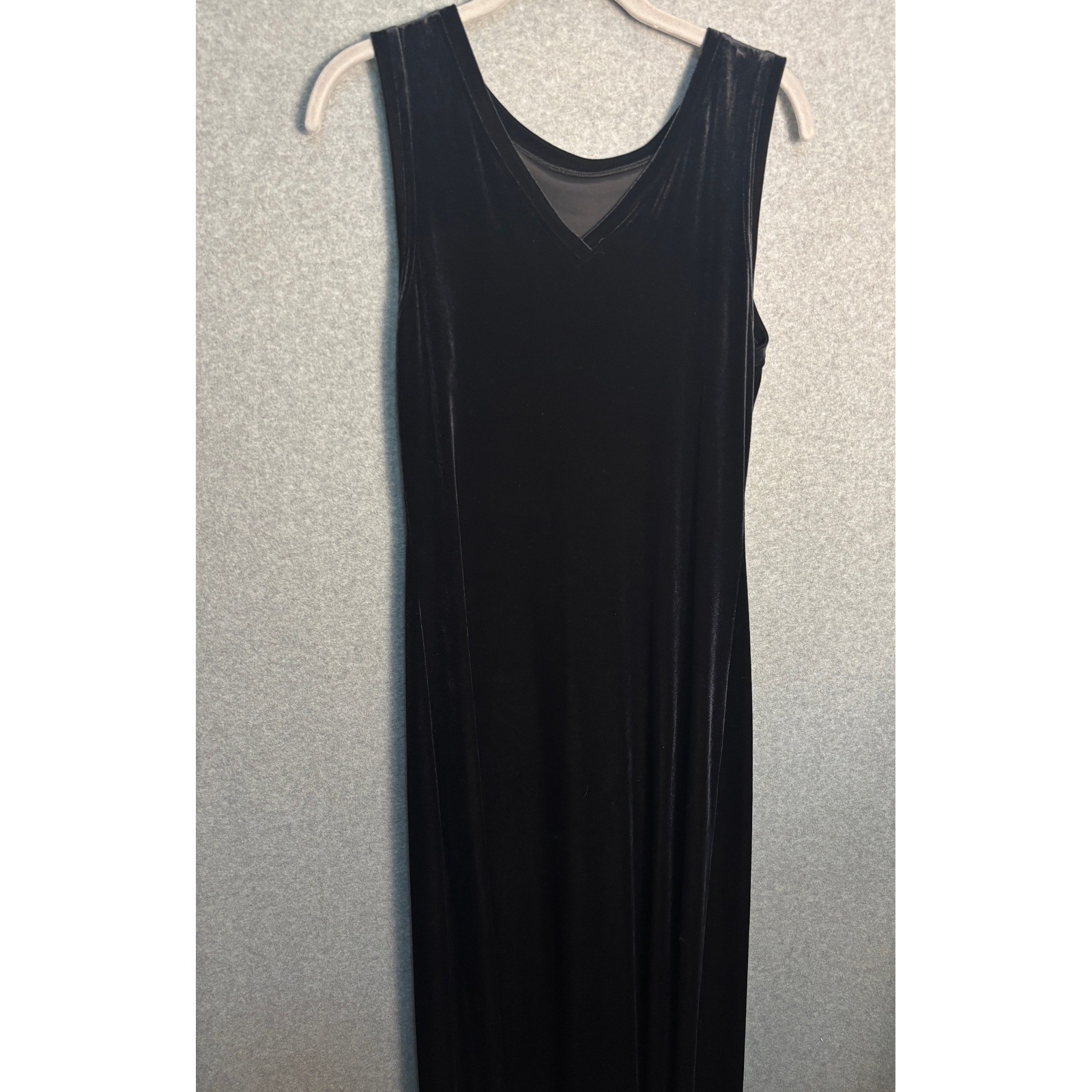 Vintage Alyn Paige Black Velvet Maxi Dress Sleeveless 90s Minimalist Goth S/M