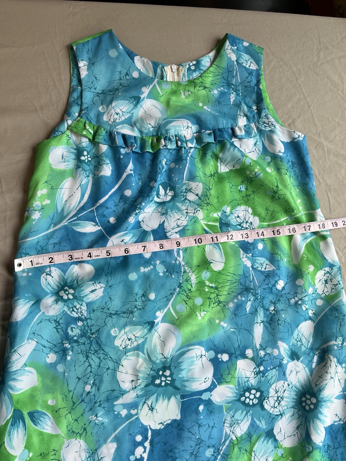 Vintage Pennys Hawaii Green Blue Floral Hawaiian Maxi Dress Size S