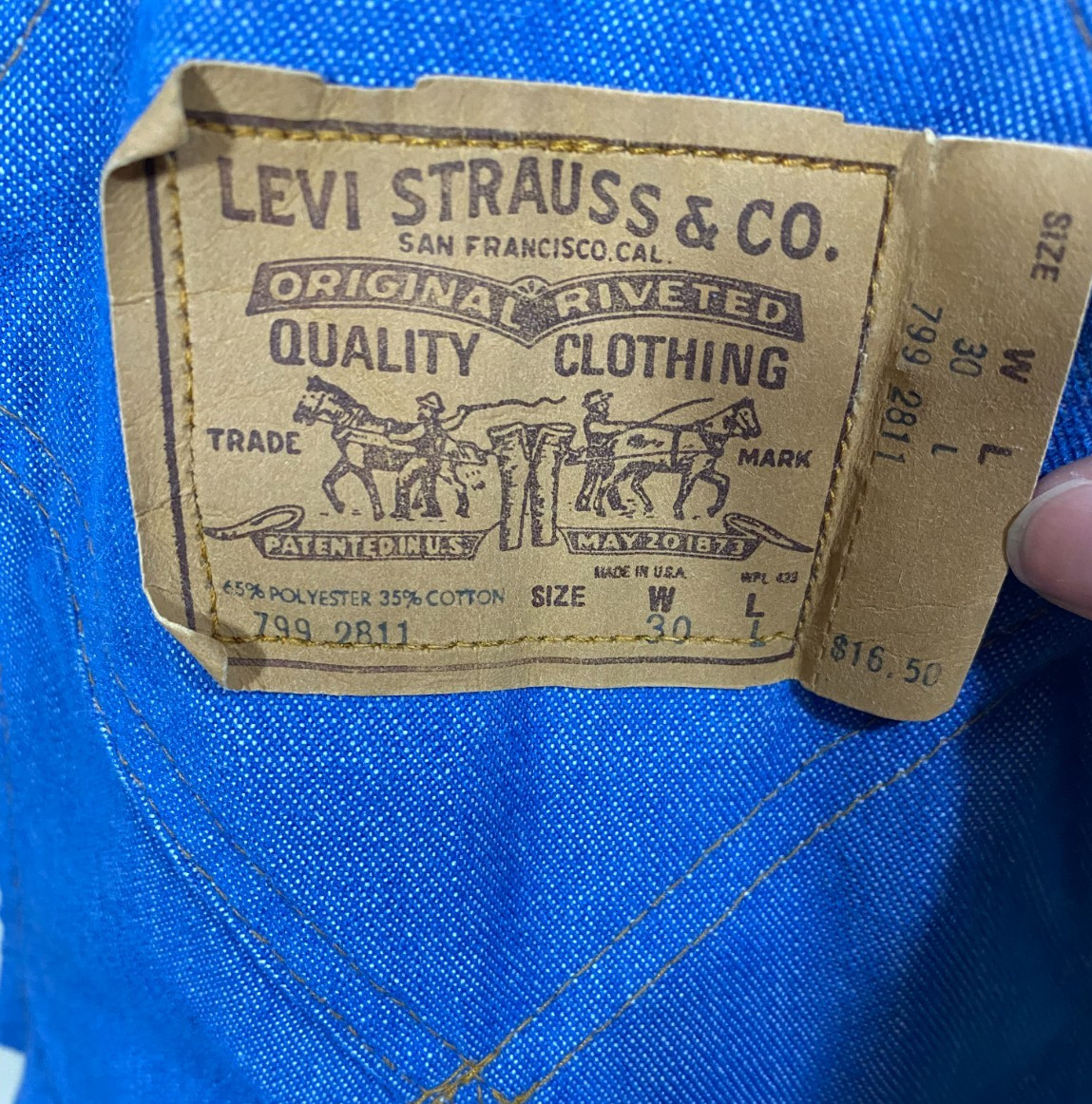 VINTAGE 70s Levis 799 Overalls Double Blank Orange Tab Flare Tags Attached 30×33